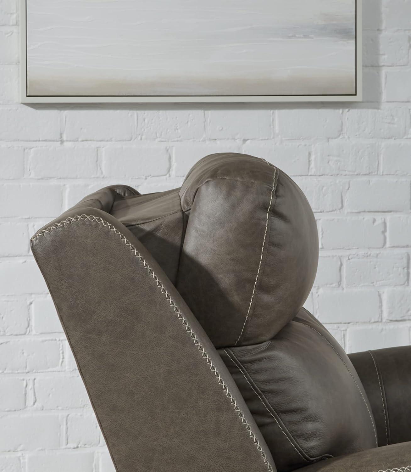Roman 102'' Smoke Gray Faux Leather Power Reclining Sofa