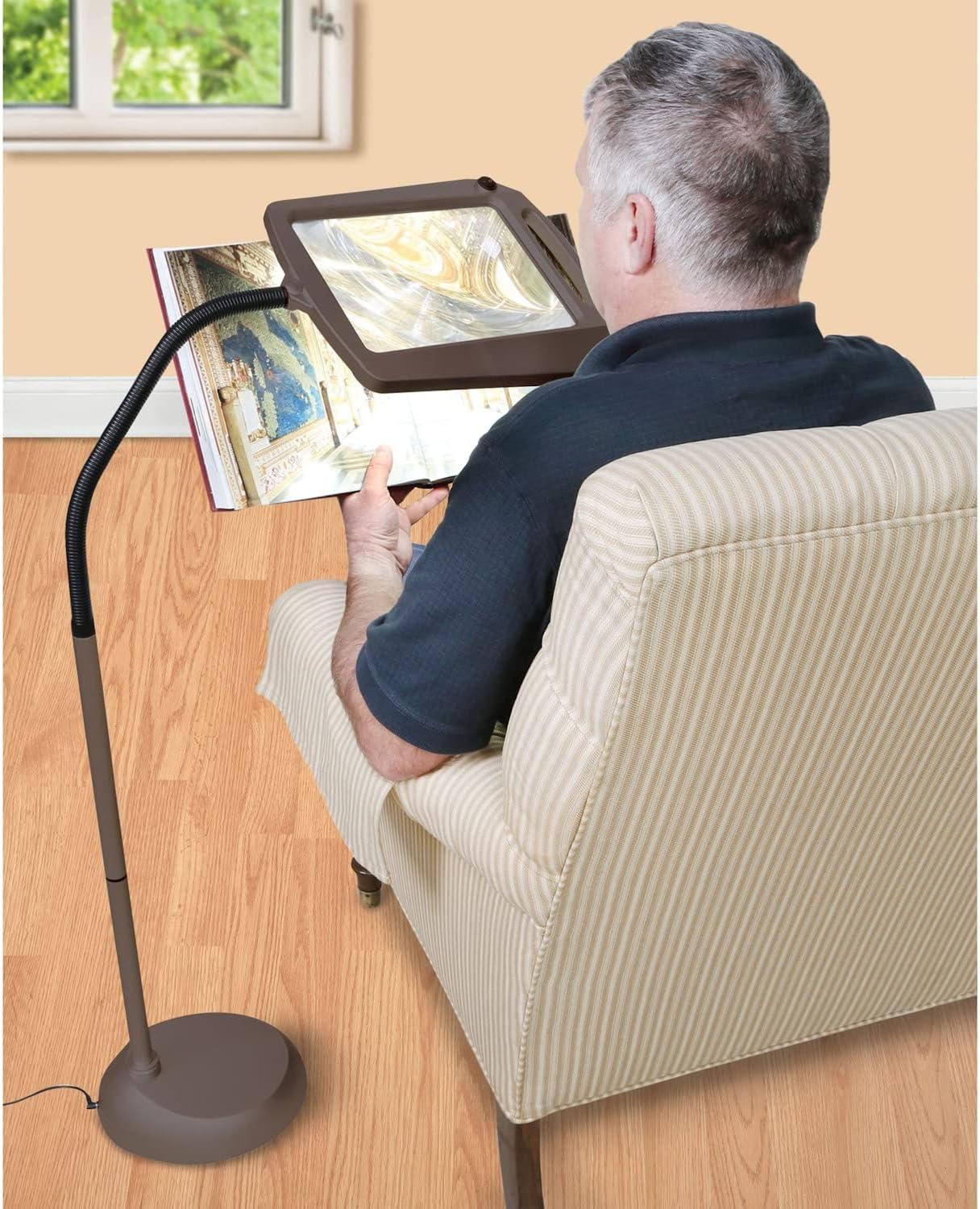 daylight 24 402039-BRNZ Full Page 8 x 10 Inch LED Illuminated Floor, Bronze Magnifier Lamp