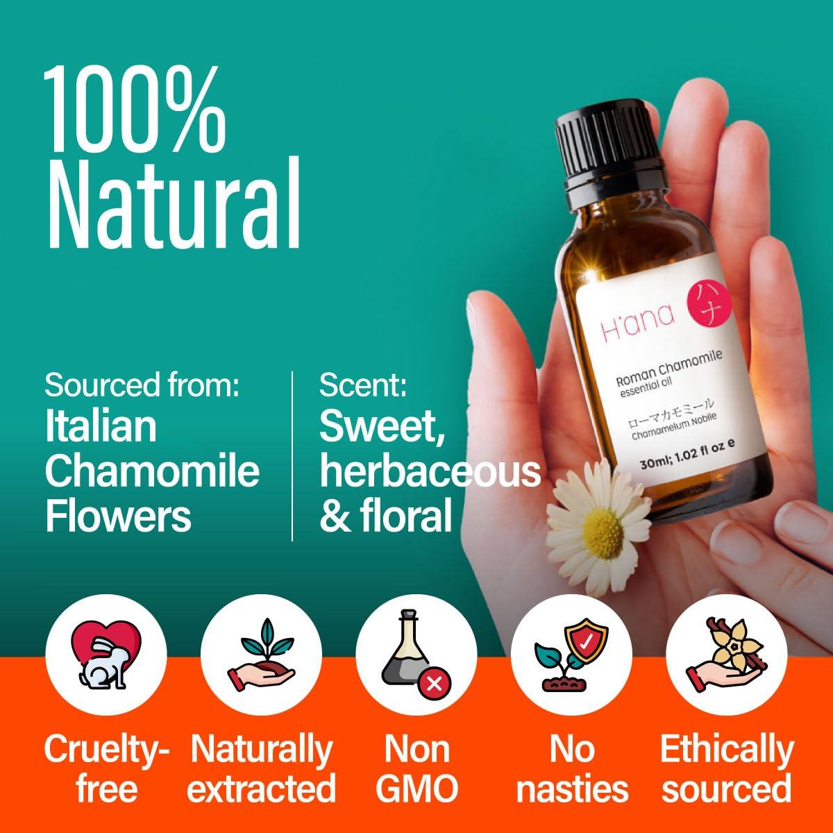 Gya Labs Roman Chamomile Essential Oil for Diffuser, Face & Skin, Roman Chamomile Oils for Aromatherapy - 0.34 fl oz