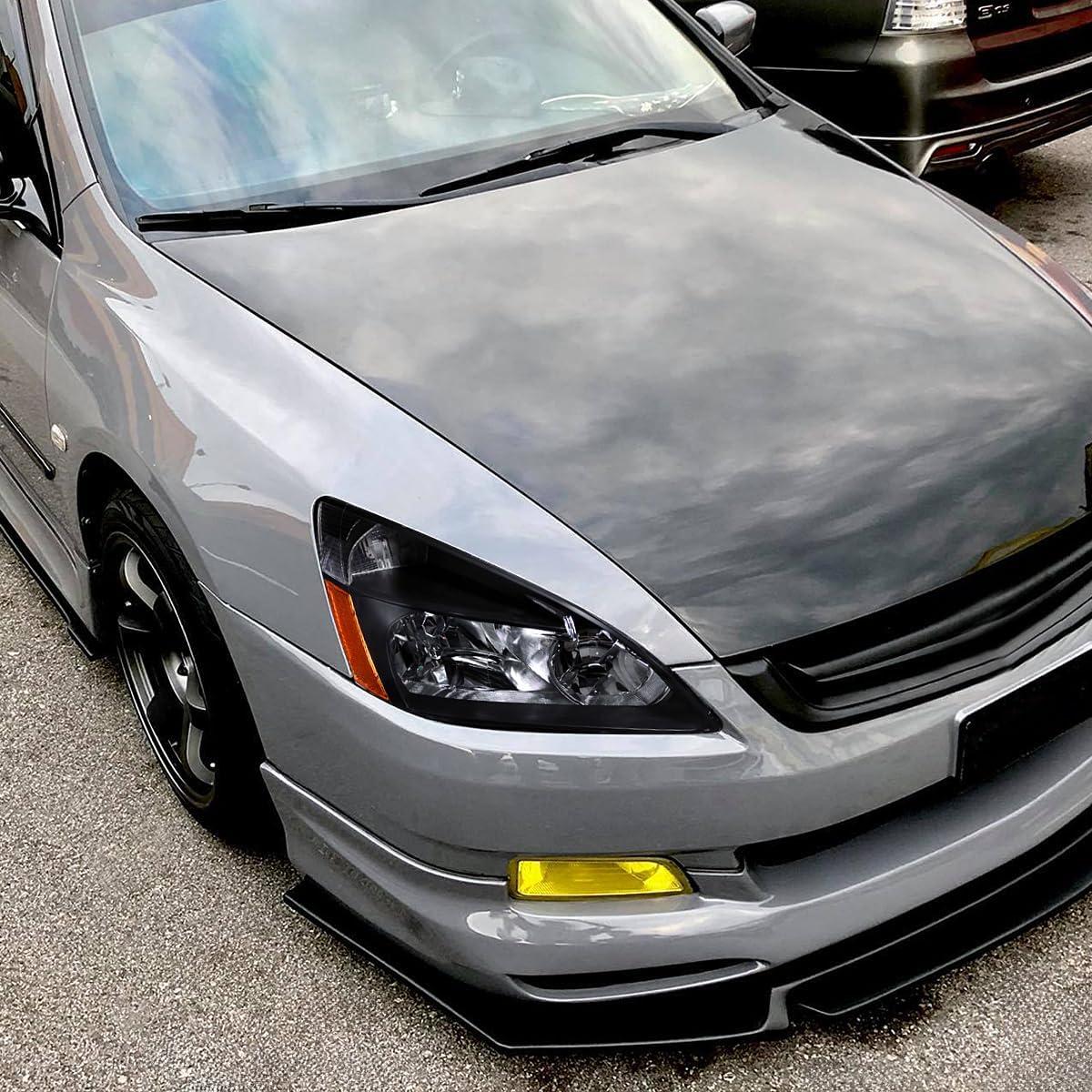 Spec-D Tuning Black Headlights Compatible with 2003-2007 Honda Accord LX EX L+R Pair Head Light Lamp Assembly