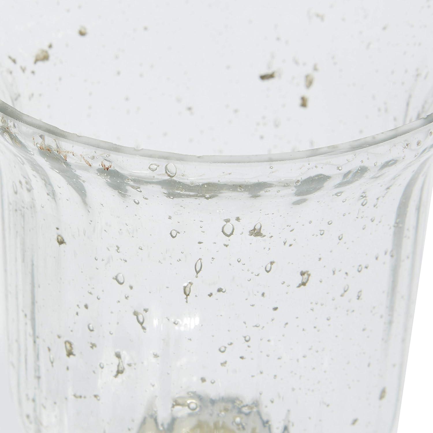 DecMode 2-Slot Silver Glass Pillar Hurricane Lamp with Faux Mercury Glass Finish, Set of 2