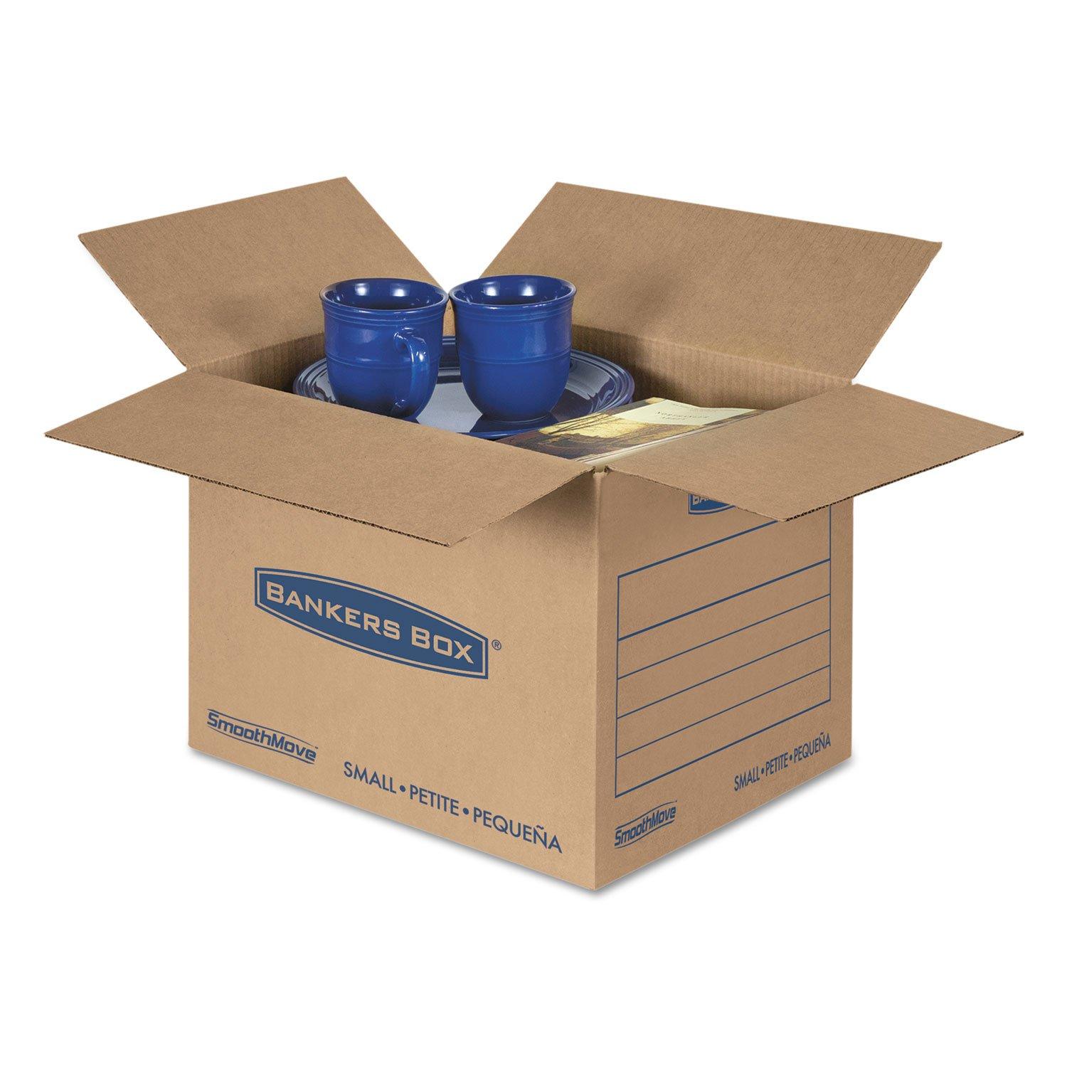 SmoothMove Basic Moving Boxes, Small Internal Dimensions: 12" Width x 16" Depth x 12" Height - External Dimensions: 12.3" Width x 16.5" Depth x 12.6" Height - Heavy Duty - Corrugated - Kraft, Black