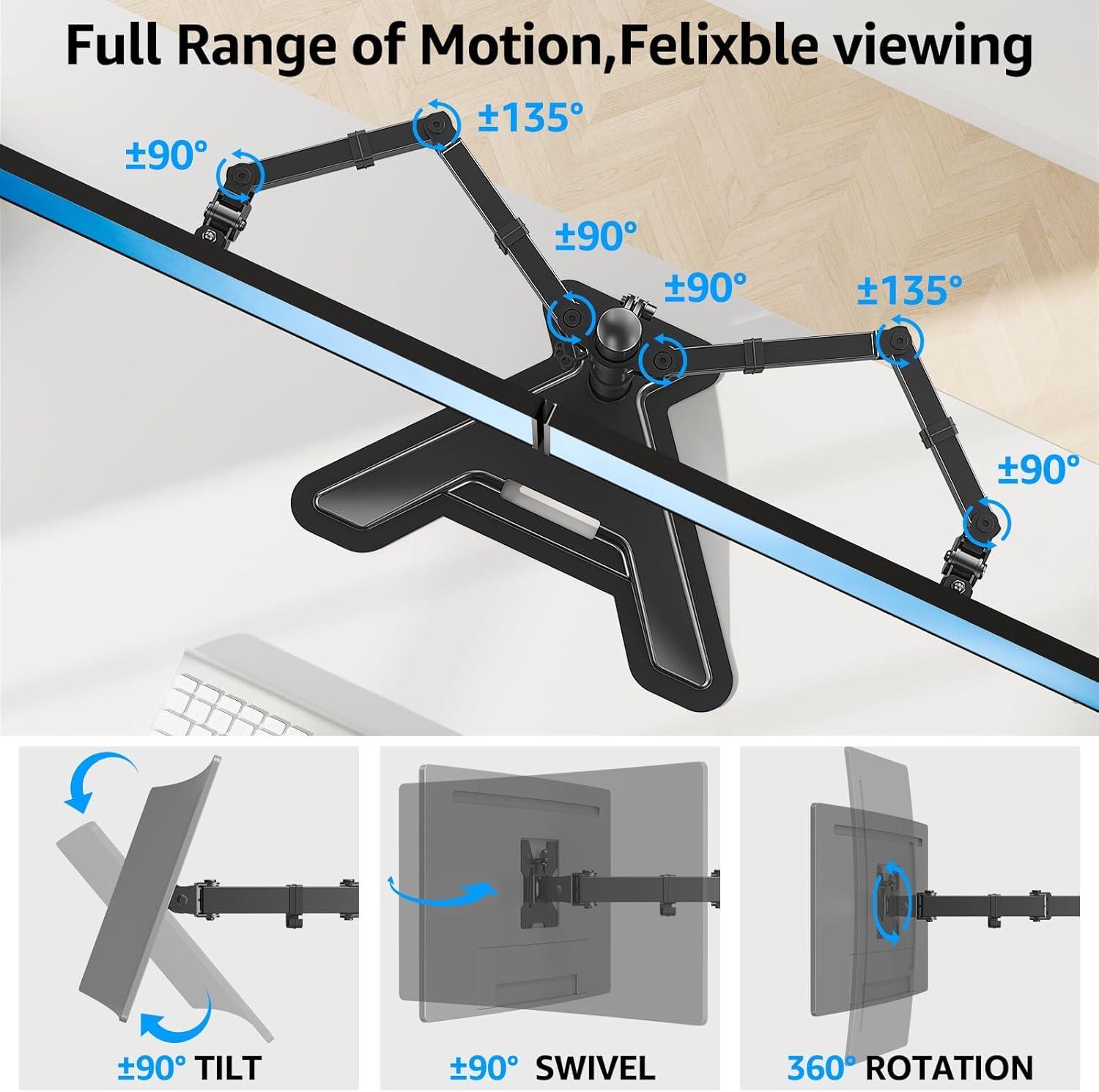MOUNTUP Dual Monitor Stand - Freestanding & Height Adjustable Monitor Desk Mount, Steady VESA Mount Holds Max 17.6 lbs, Computer Monitor Stand for 2 Screens up to 27 inches, MU1002