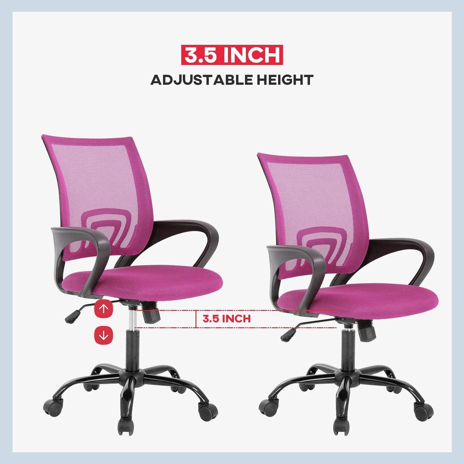 Pink Mesh Mid Back Swivel Executive Office Chair Set