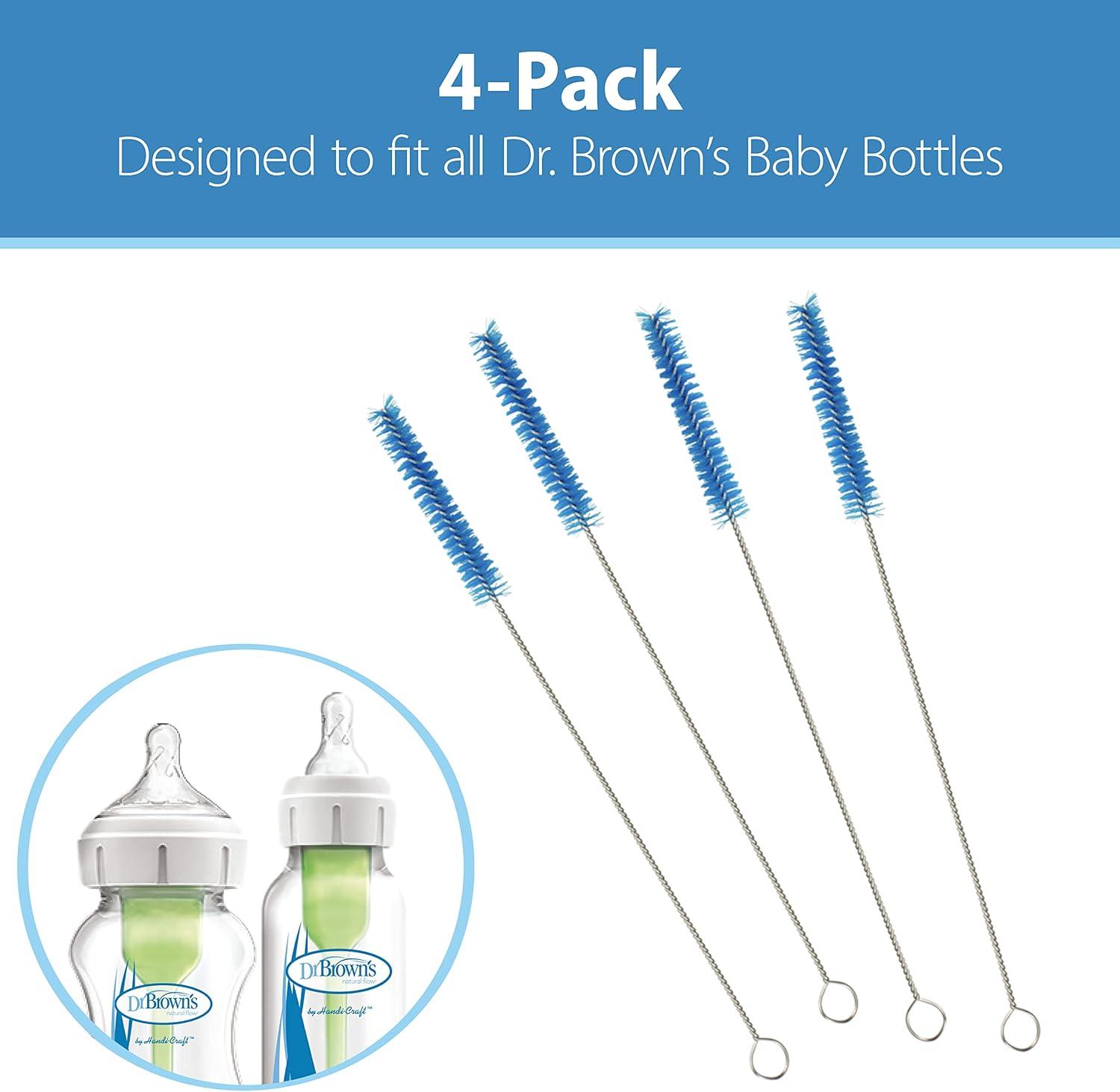Dr. Brown's Natural Flow Reusable Vent System Baby Bottle Bristle Cleaning Brushes - 4ct
