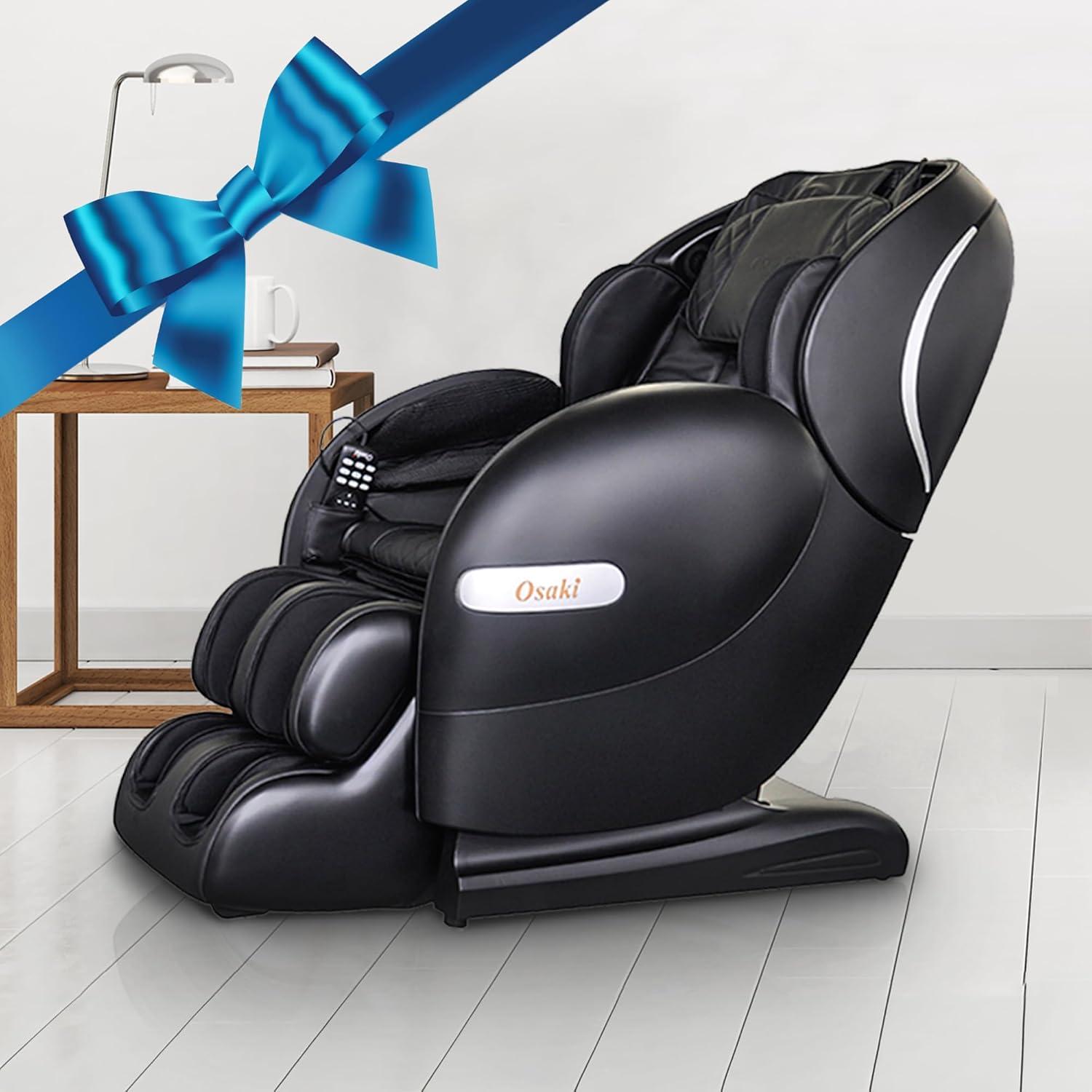 Black Faux Leather Zero Gravity Massage Chair with Metal Frame