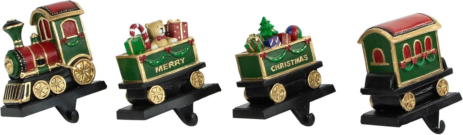 Northlight Set of 4 Merry Christmas Train Stocking Holders 5"