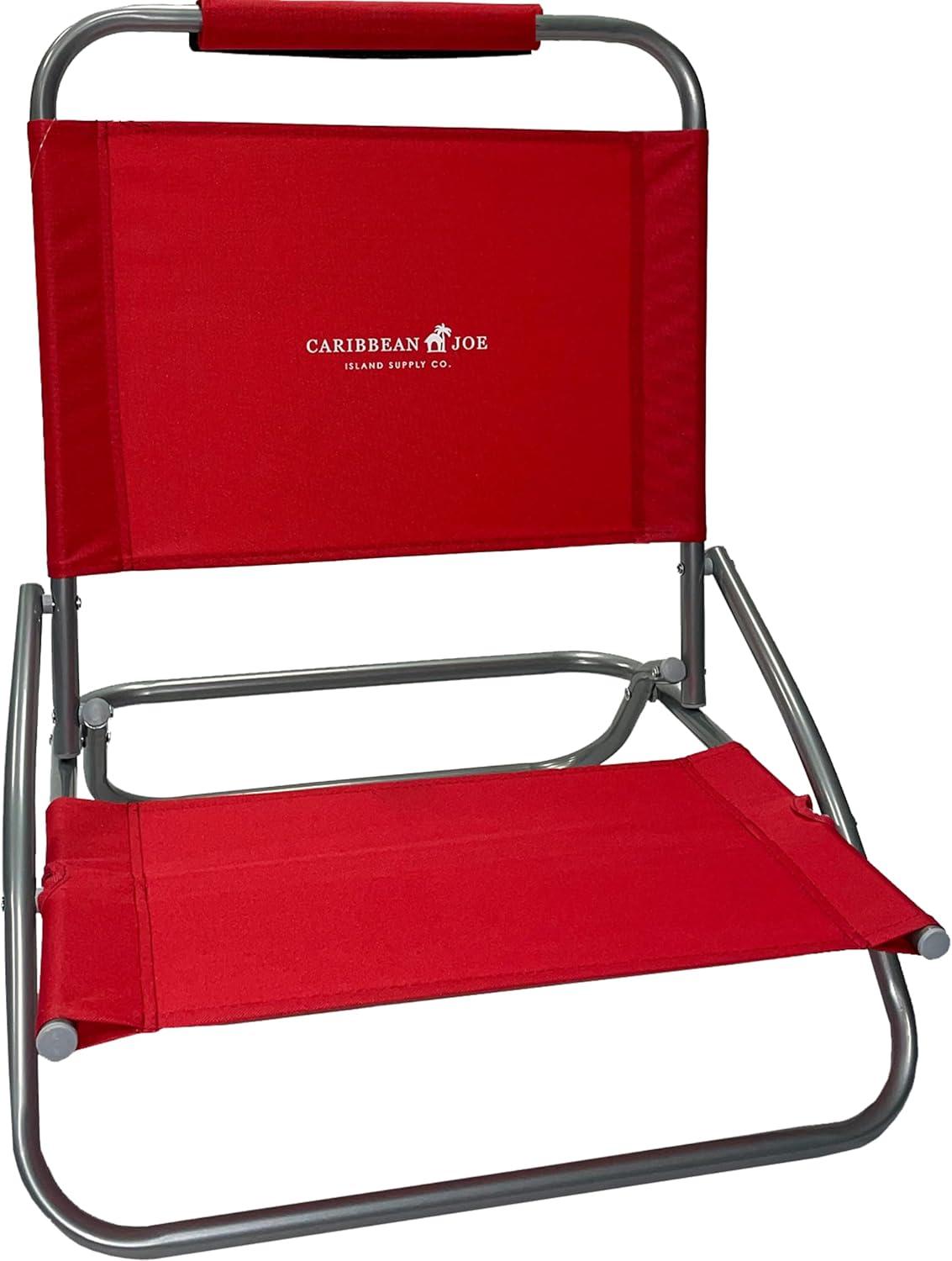 Caribbean Joe Red Low Steel Folding Beach Chair