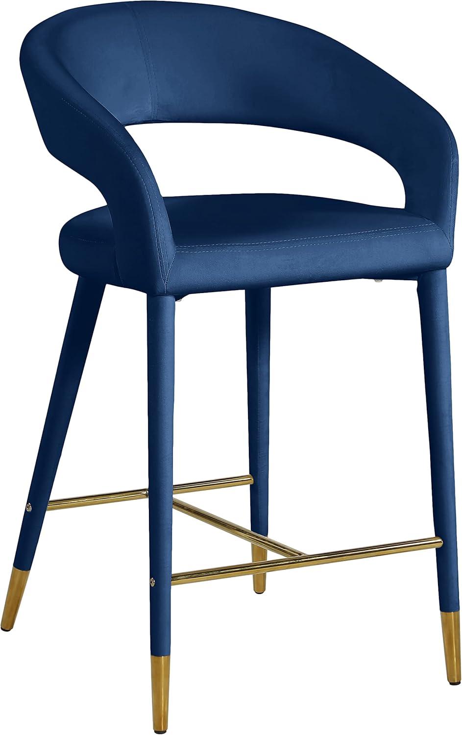 Meridian Furniture Destiny Navy Velvet Stool