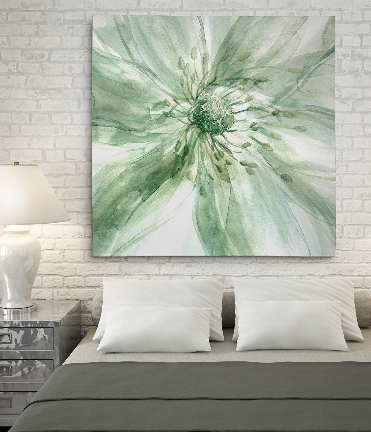 Macro Sage Flower Green Canvas Wall Art, 32x32