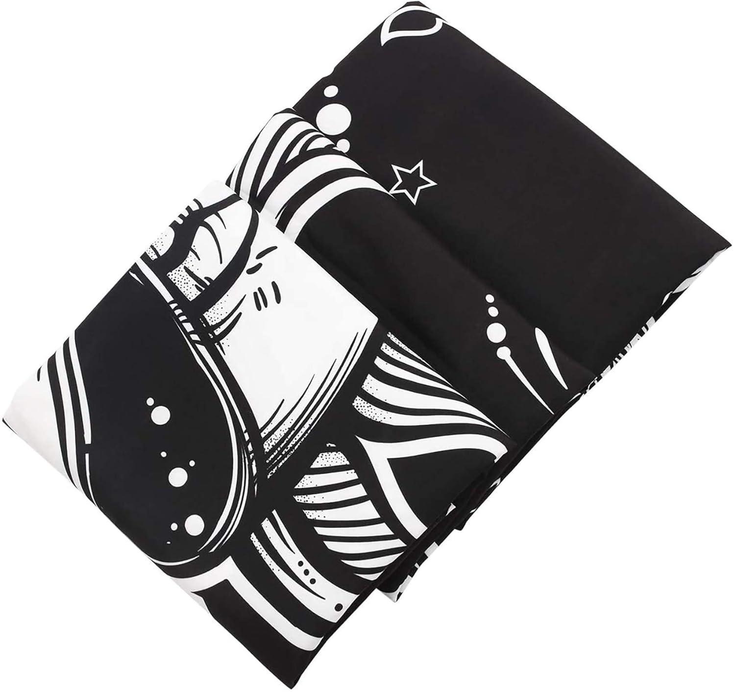 Ftuency Sun and Moon Tapestry, Black and White Tapestries Mystic Burning Sun with Star Wall Hanging decor for Bedroom (59" W x 51" L)