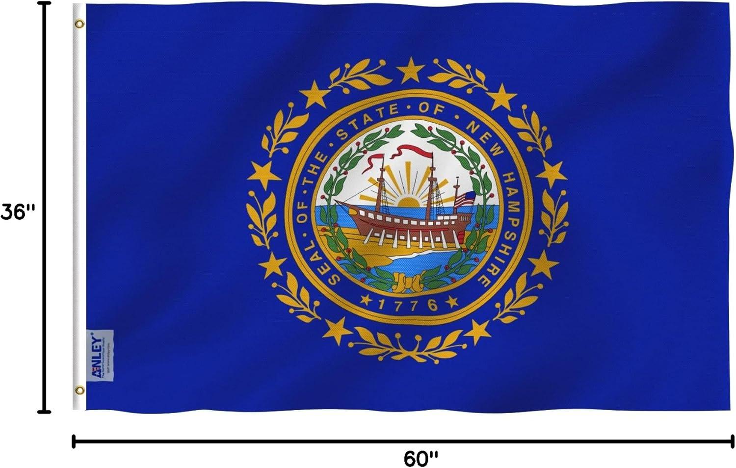 New Hampshire State Flag 3x5 Feet Polyester with Brass Grommets