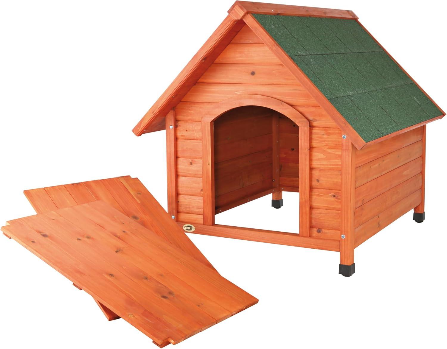 TRIXIE Cottage Weatherproof Outdoor Wooden Dog House Raised Floor for Small Dogs, Brown