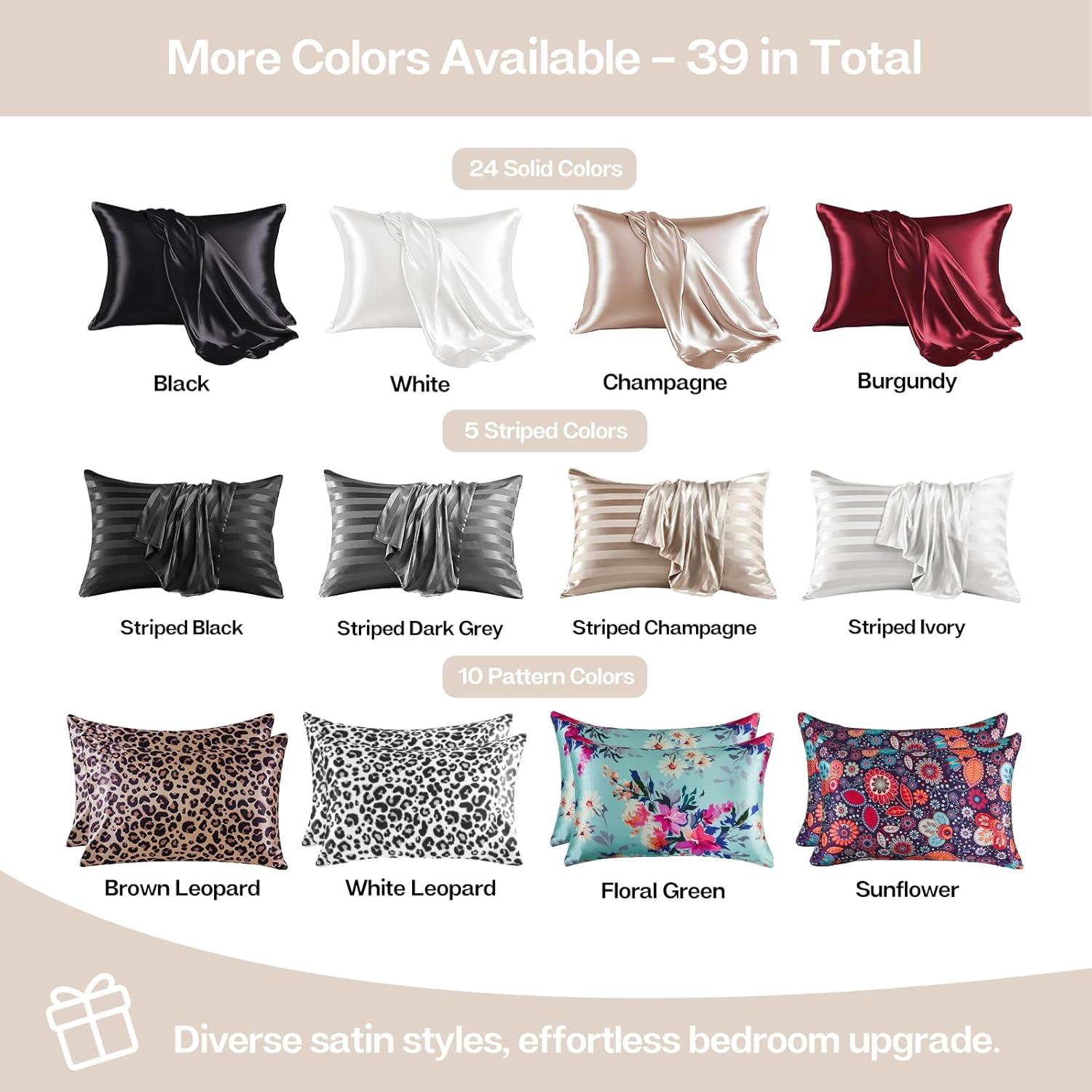 ANMINY Satin Pillowcase Set of 2 Standard Silk Bedding Pillowcases 26" x 20" Pillow Cover, White