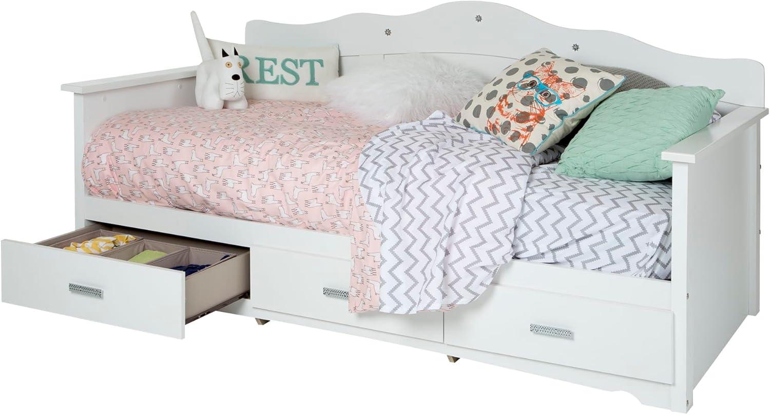 Twin Tiara Kids' Daybed with Storage   Pure White  - South Shore