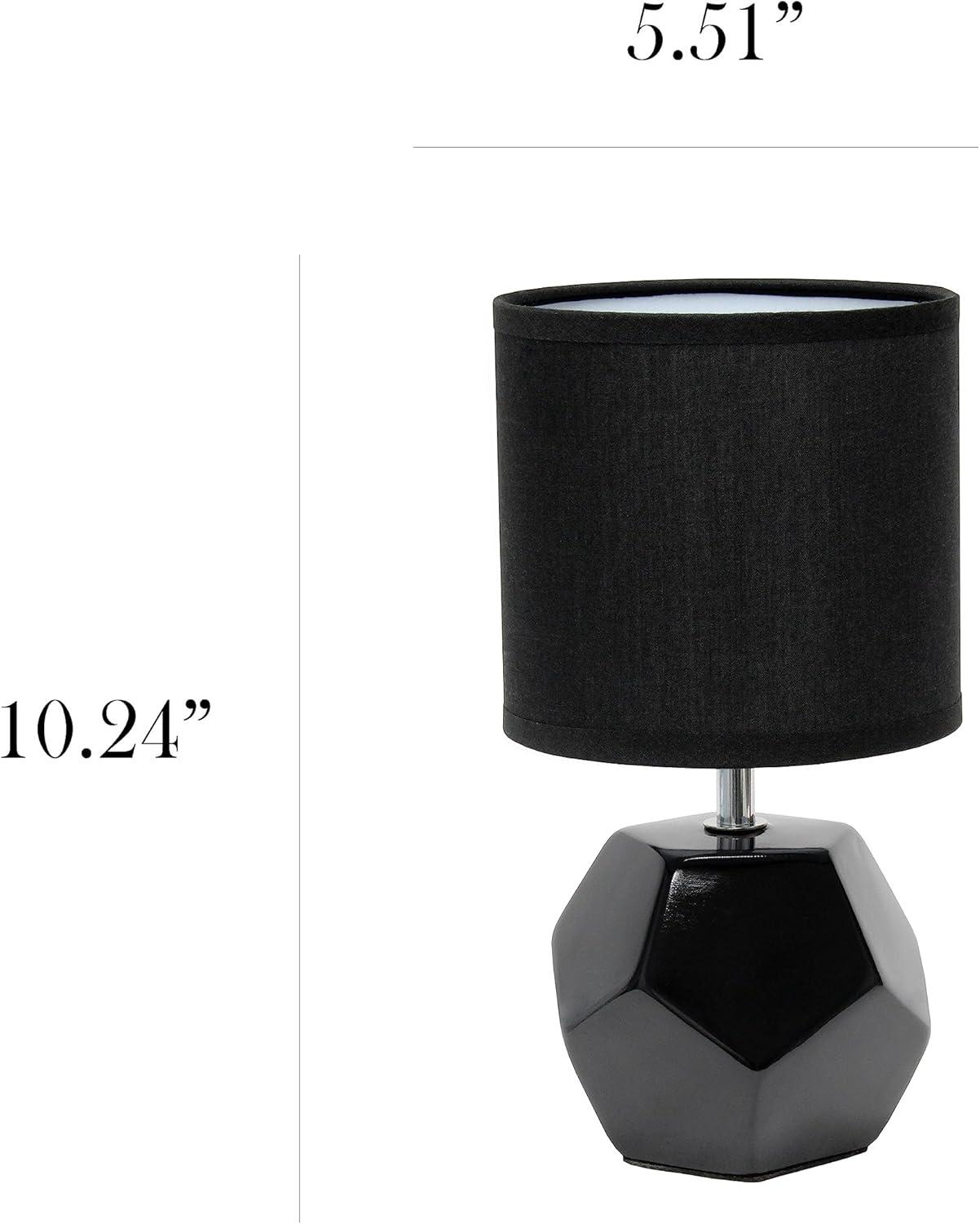 Simple Designs Round Prism Mini Table Lamp with Matching Fabric Shade Gray