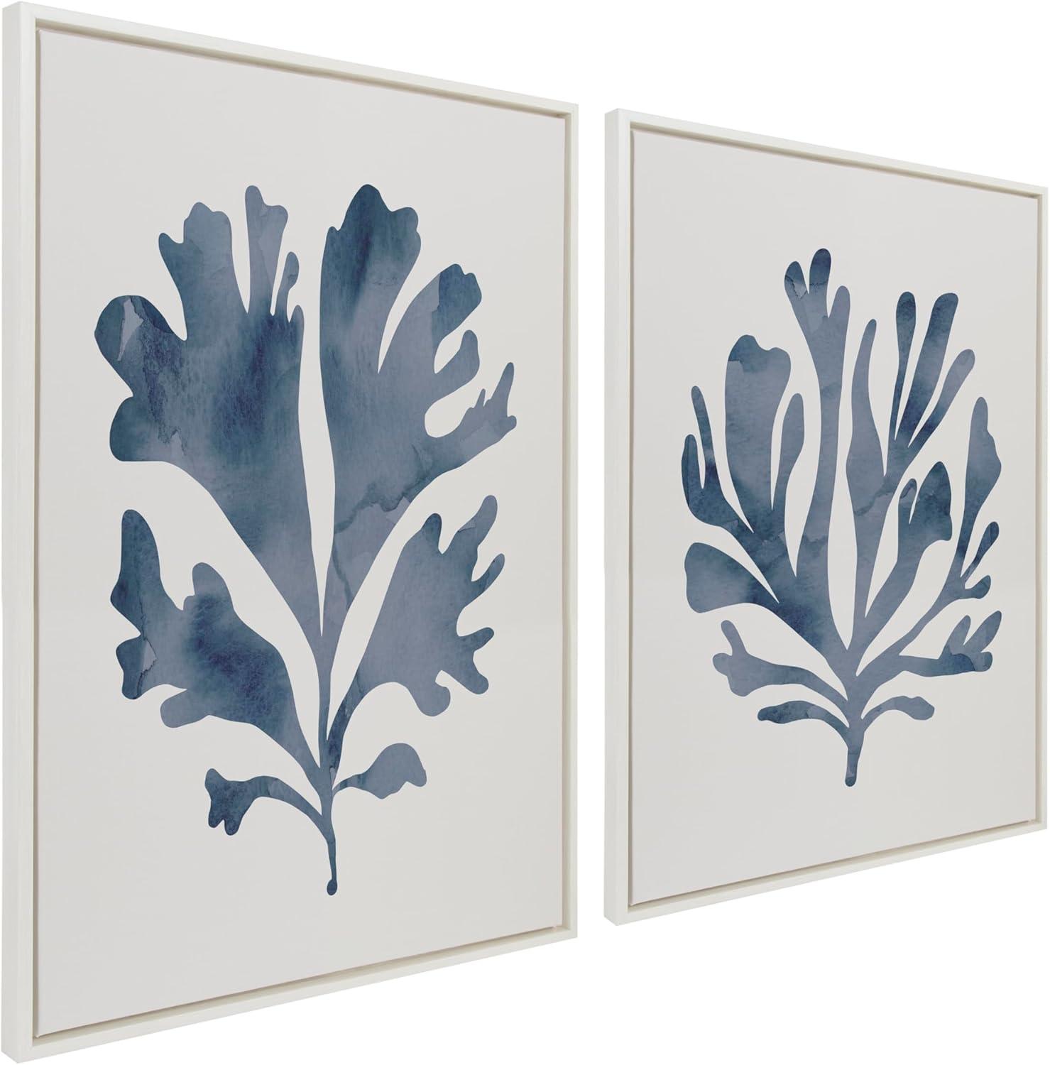 Sophisticated Blue Coral 28x38 Framed Canvas Art Set