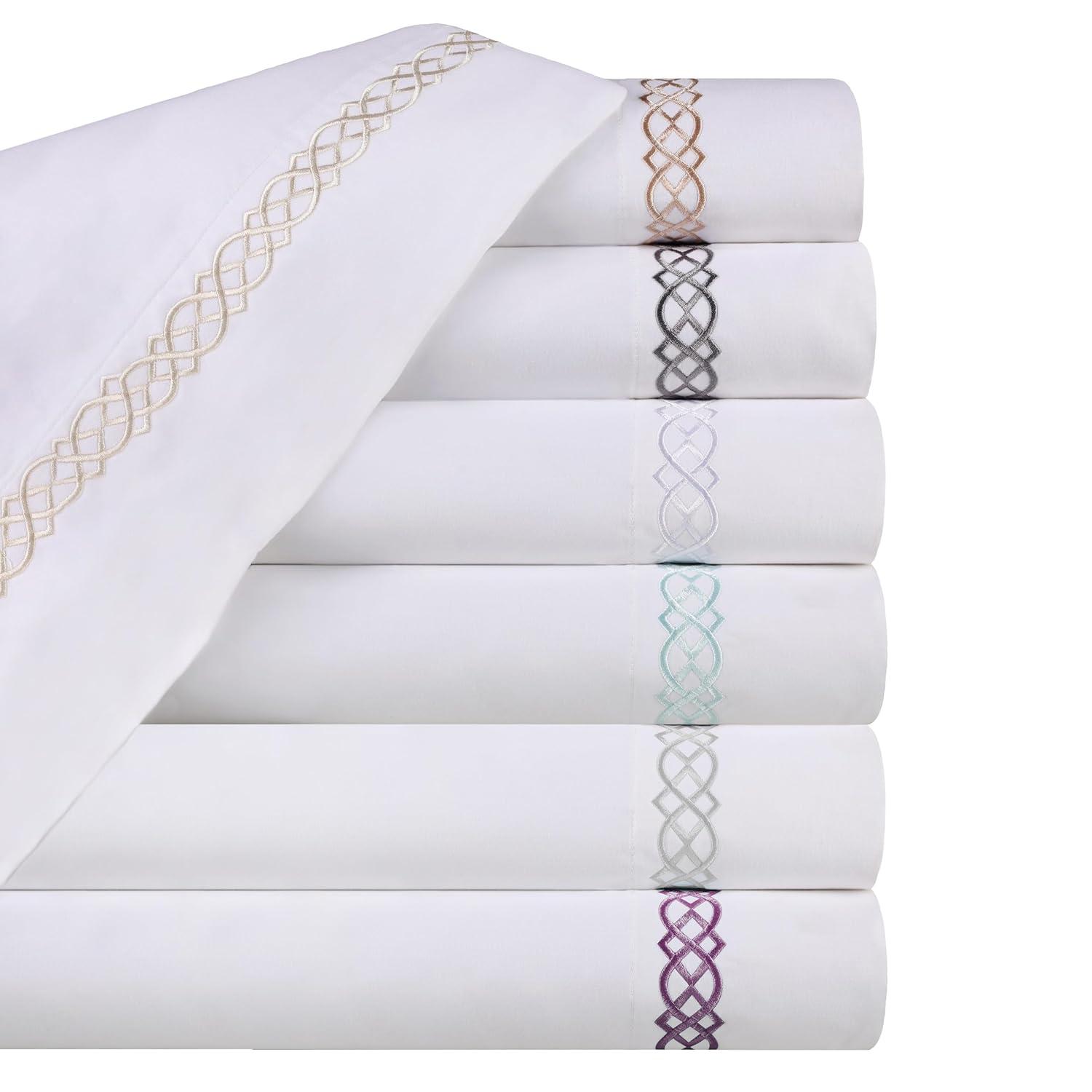 Superior Infinity Scroll Embroidered Certified Egyptian Cotton 1000 Thread Count Bed Sheet Set