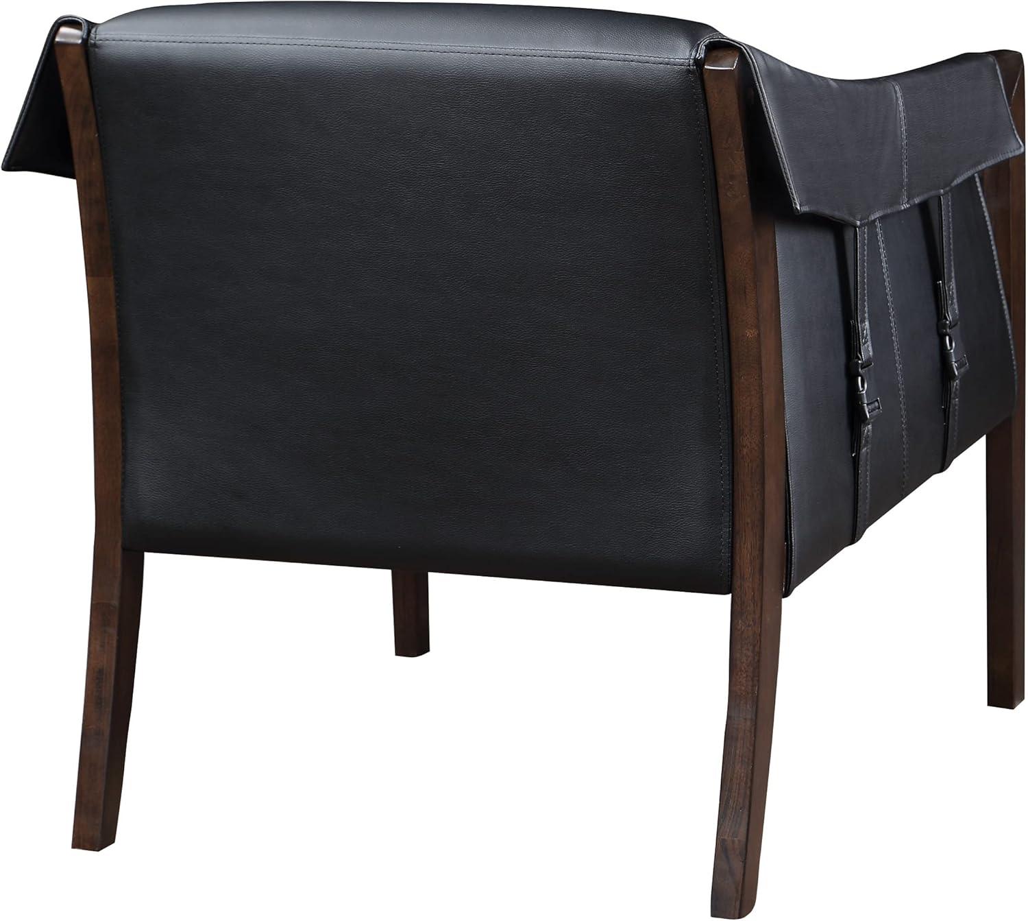 Parkfield Accent Chair in Black Faux Leather with Walnut Frame