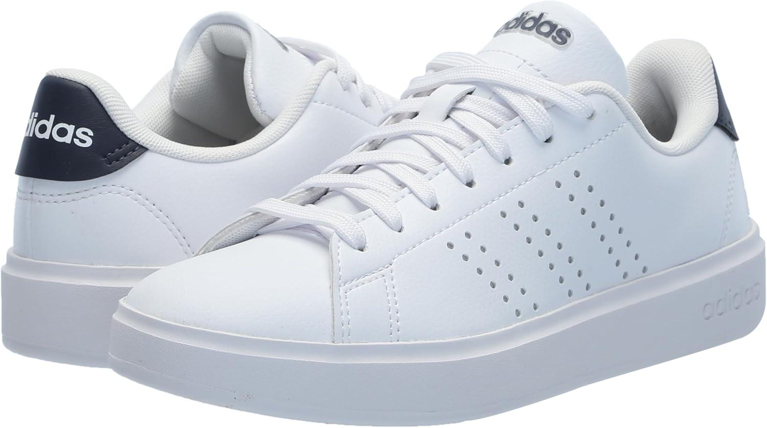 Women's White Lace-Up Mesh Rubber Casual Sneakers