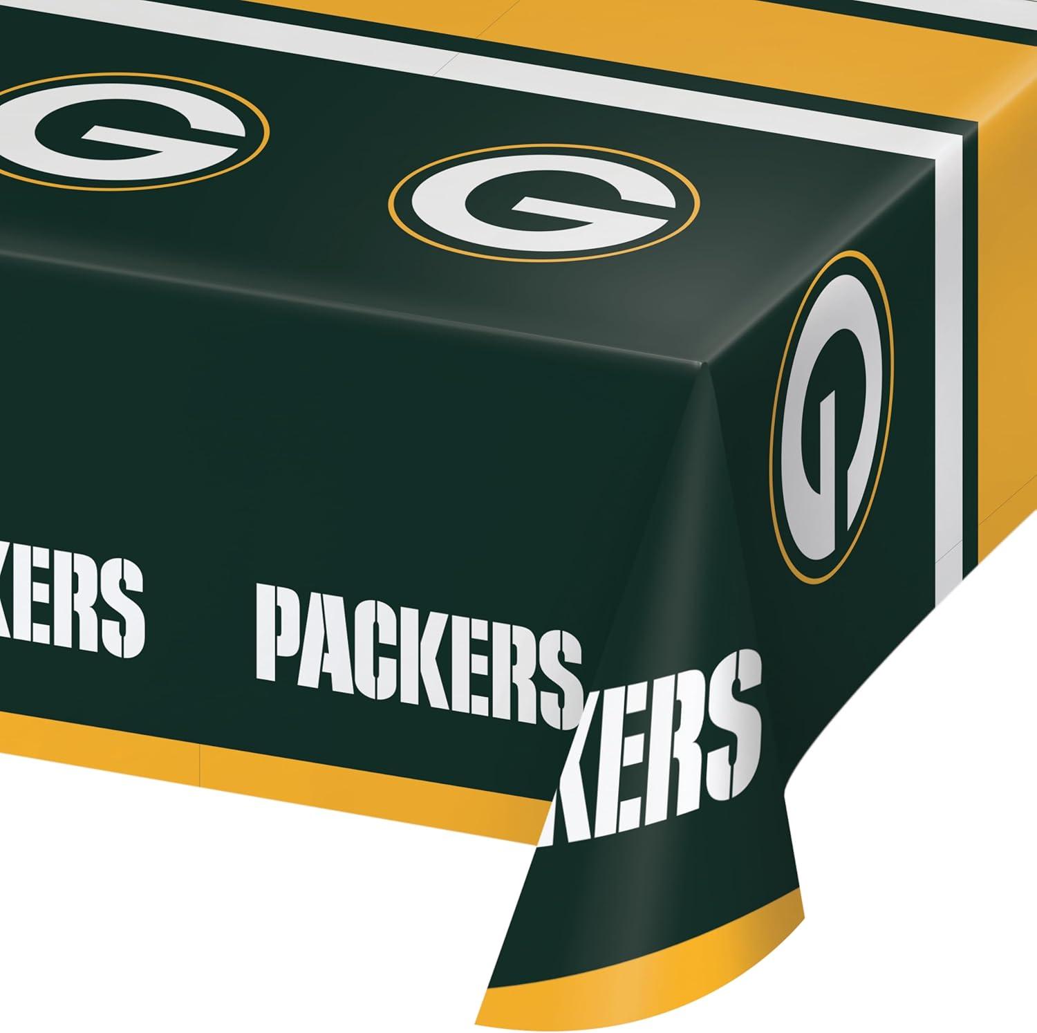 Green and Gold NFL Plastic Tablecloths, 54" x 102", 3-Pack