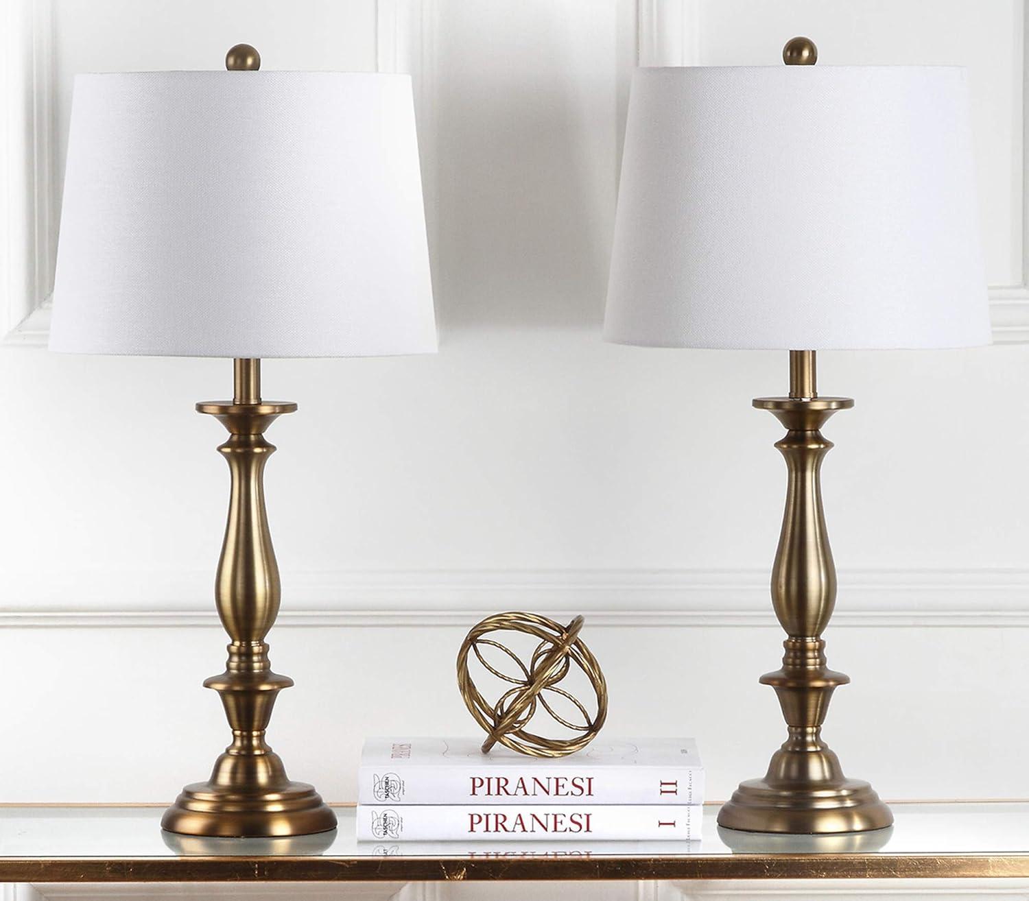 Brighton 29" Gold Candlestick Table Lamp Set with White Shades