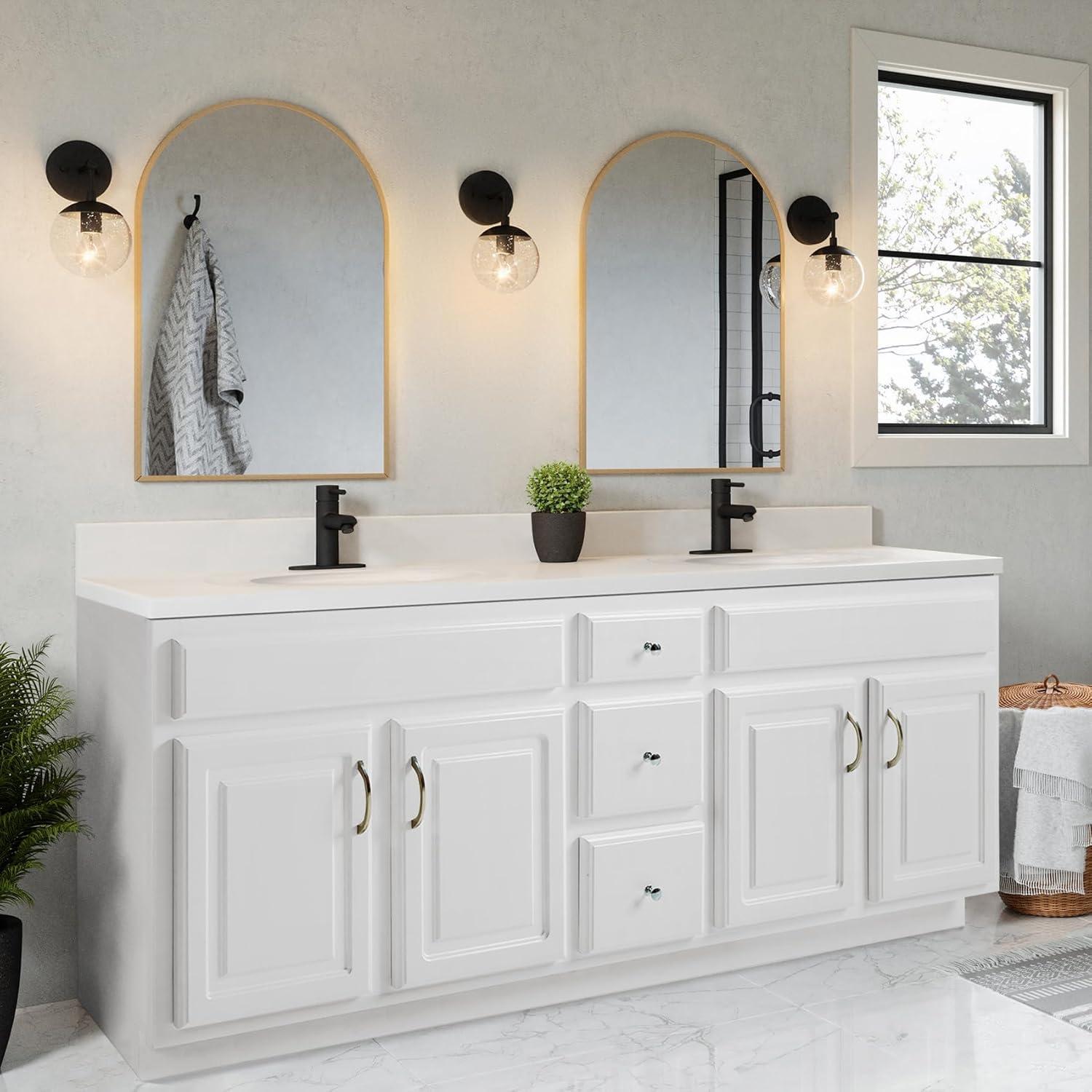 Design House  Cultured Marble Vanity Top in White with White Double Bowl