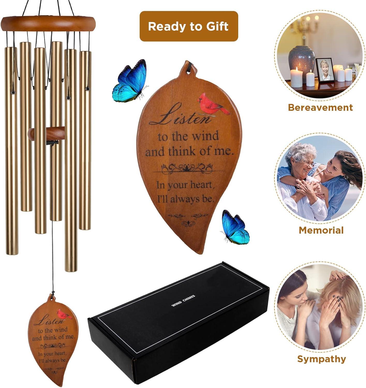 Sympathy Gifts for Loss of Loved One 32" Memorial Wind Chimes for Loss of Loved One Bereavement Condolence Gifts Sympathy Windchimes Memory Wind Chime with Memorial Card
