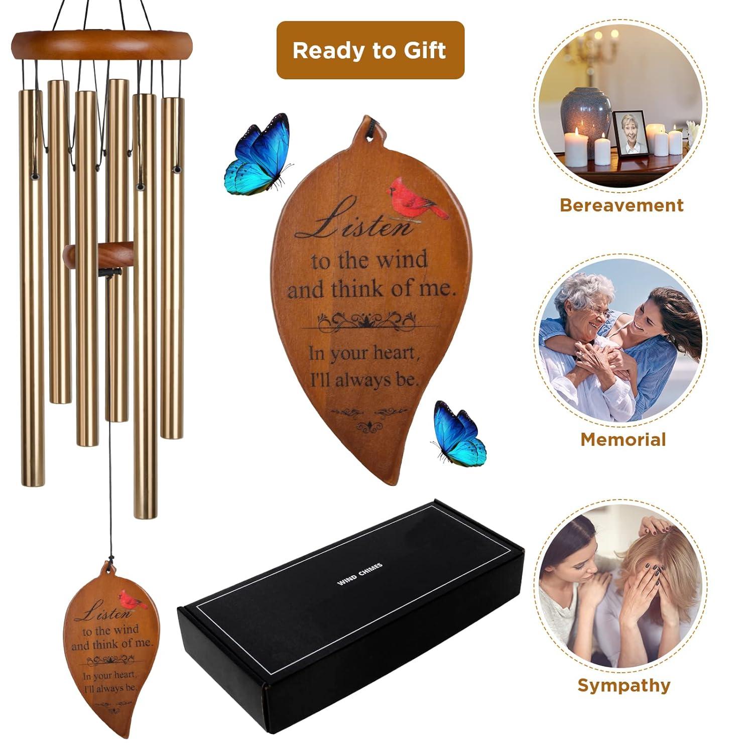 Sympathy Gifts for Loss of Loved One 32" Memorial Wind Chimes for Loss of Loved One Bereavement Condolence Gifts Sympathy Windchimes Memory Wind Chime with Memorial Card
