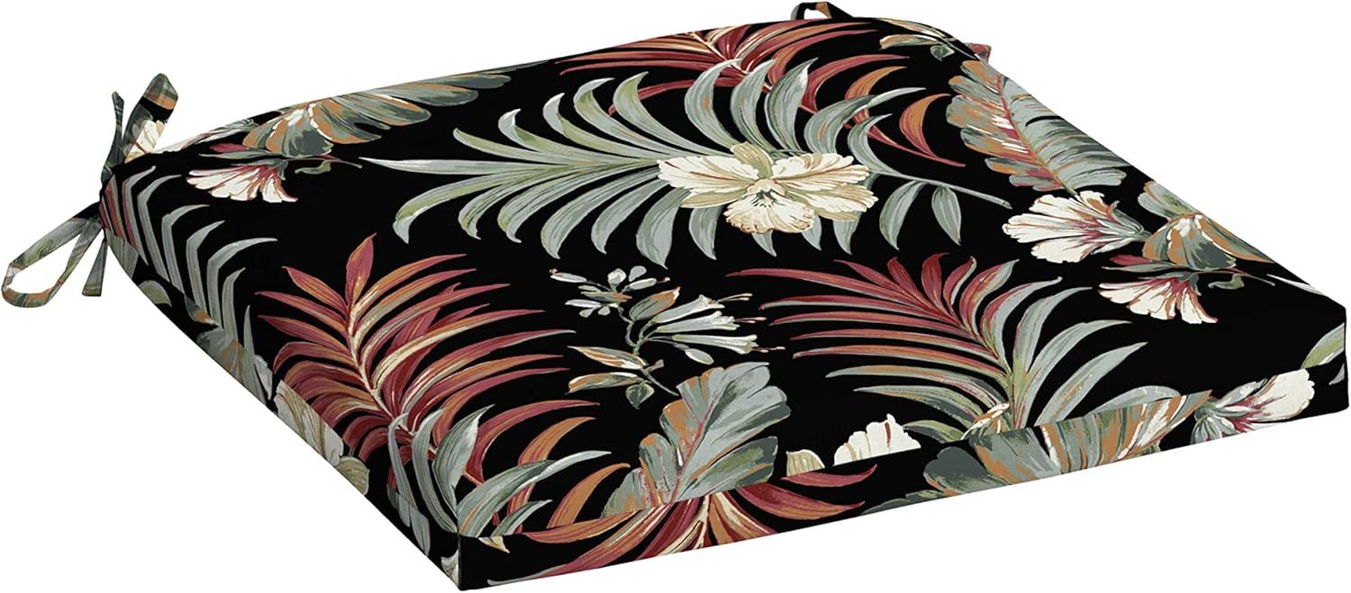 Arden Chair Cushion, 19 x 18, Rain-Proof, Fade Resistant, for Dining, Adirondack, and Rocking Outdoor Chairs Simone Black Tropical