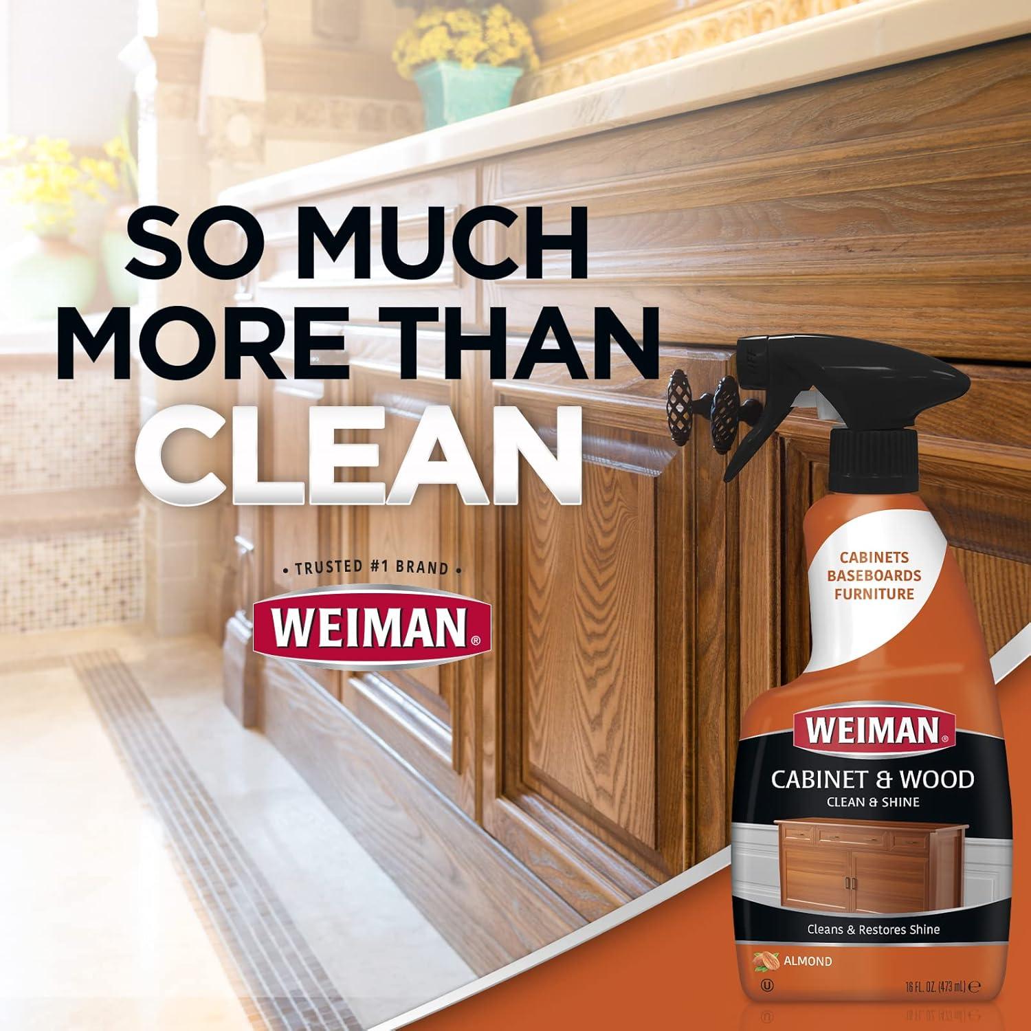 Weiman Liquid Wood Cleaner & Polish, Almond Scent, 16 Fluid Ounce, 2 Count w/ Microfiber Towel