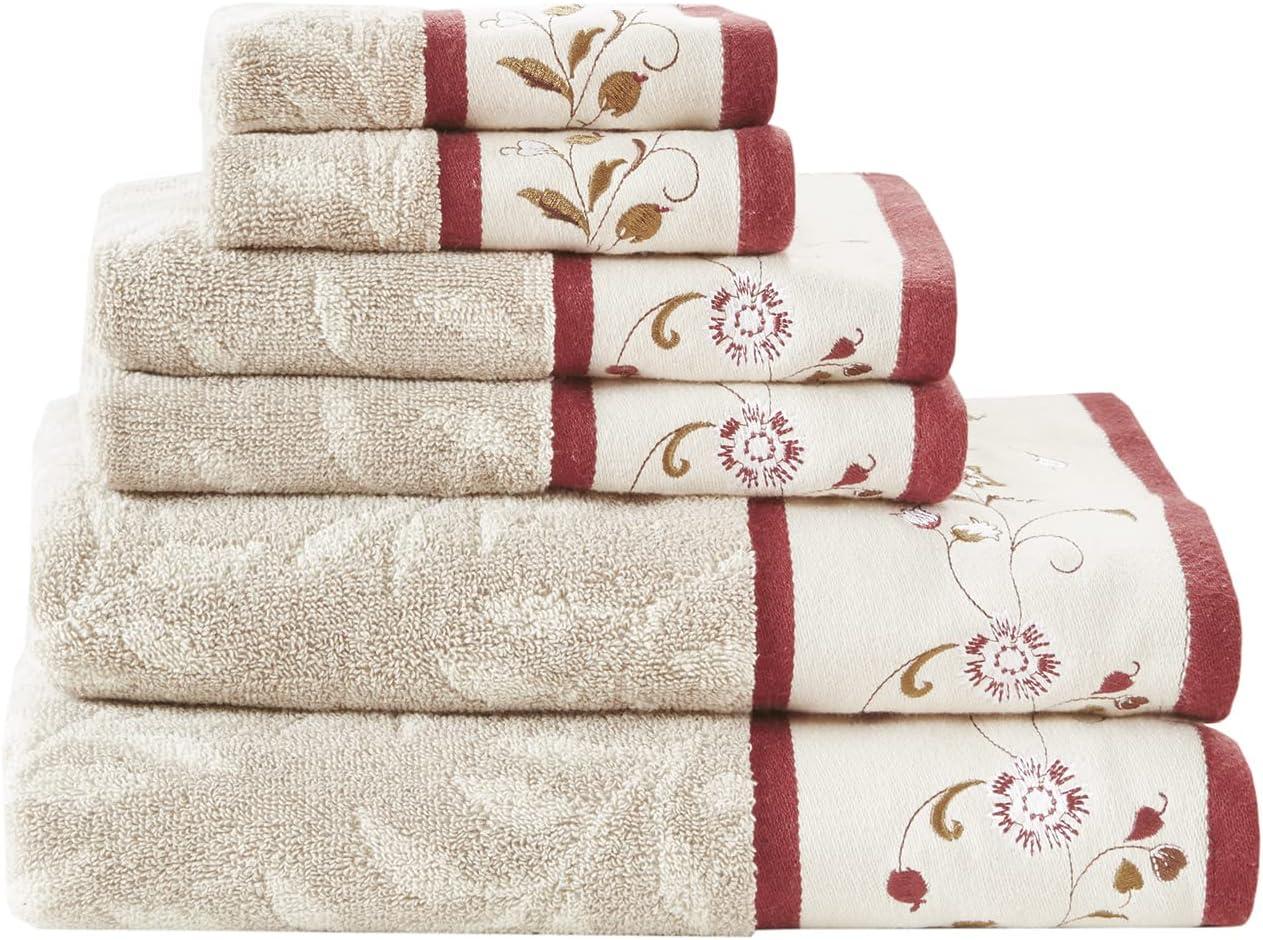 6pc Monroe Embroidered Cotton Jacquard Towel Set - Madison Park