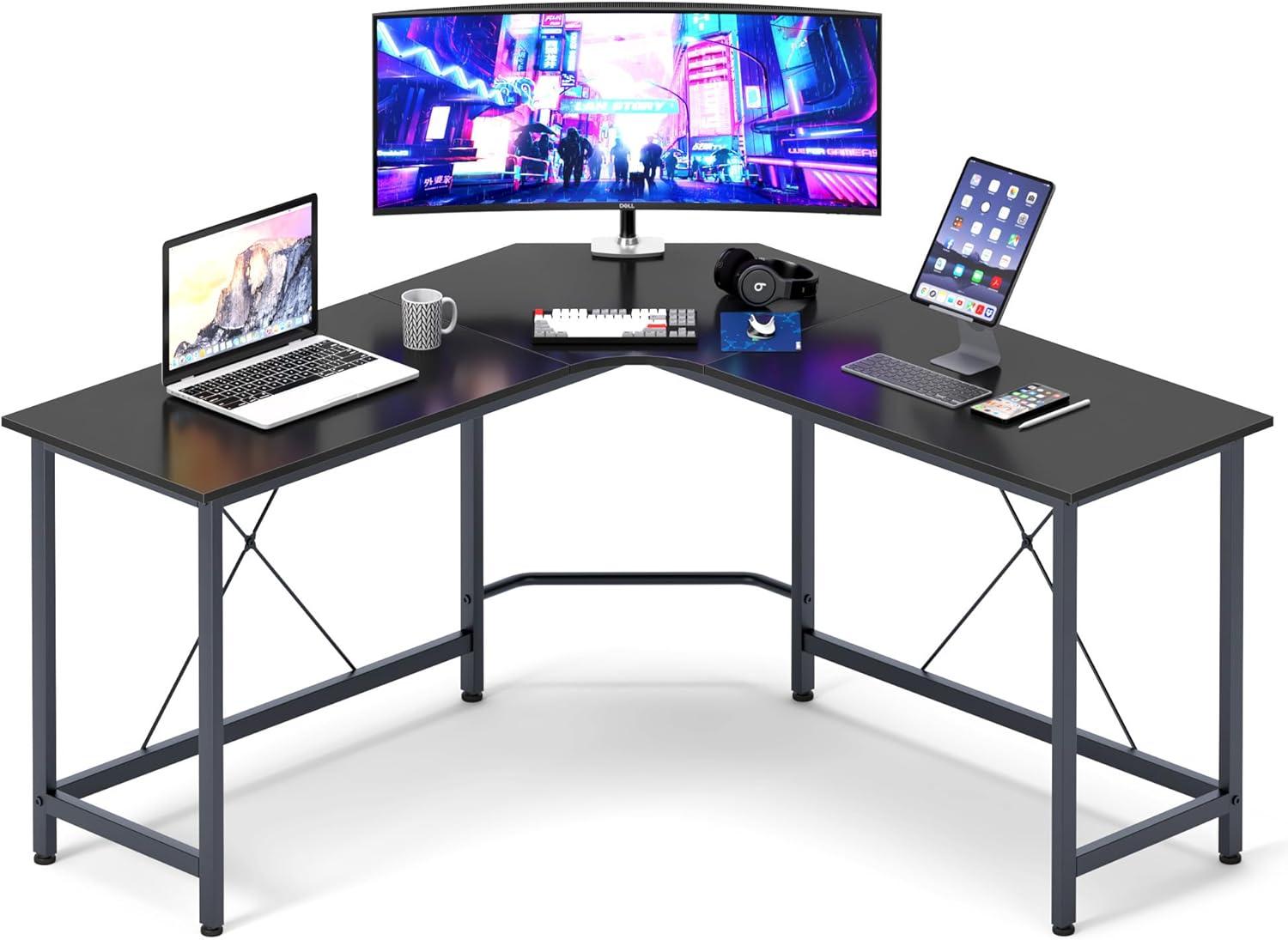 soges L Shaped Desk, 59inch L Desk Computer Corner Desk, Gaming Desk, Home Office Writing Desk, Space-Saving Workstation Desk, Rustic Brown