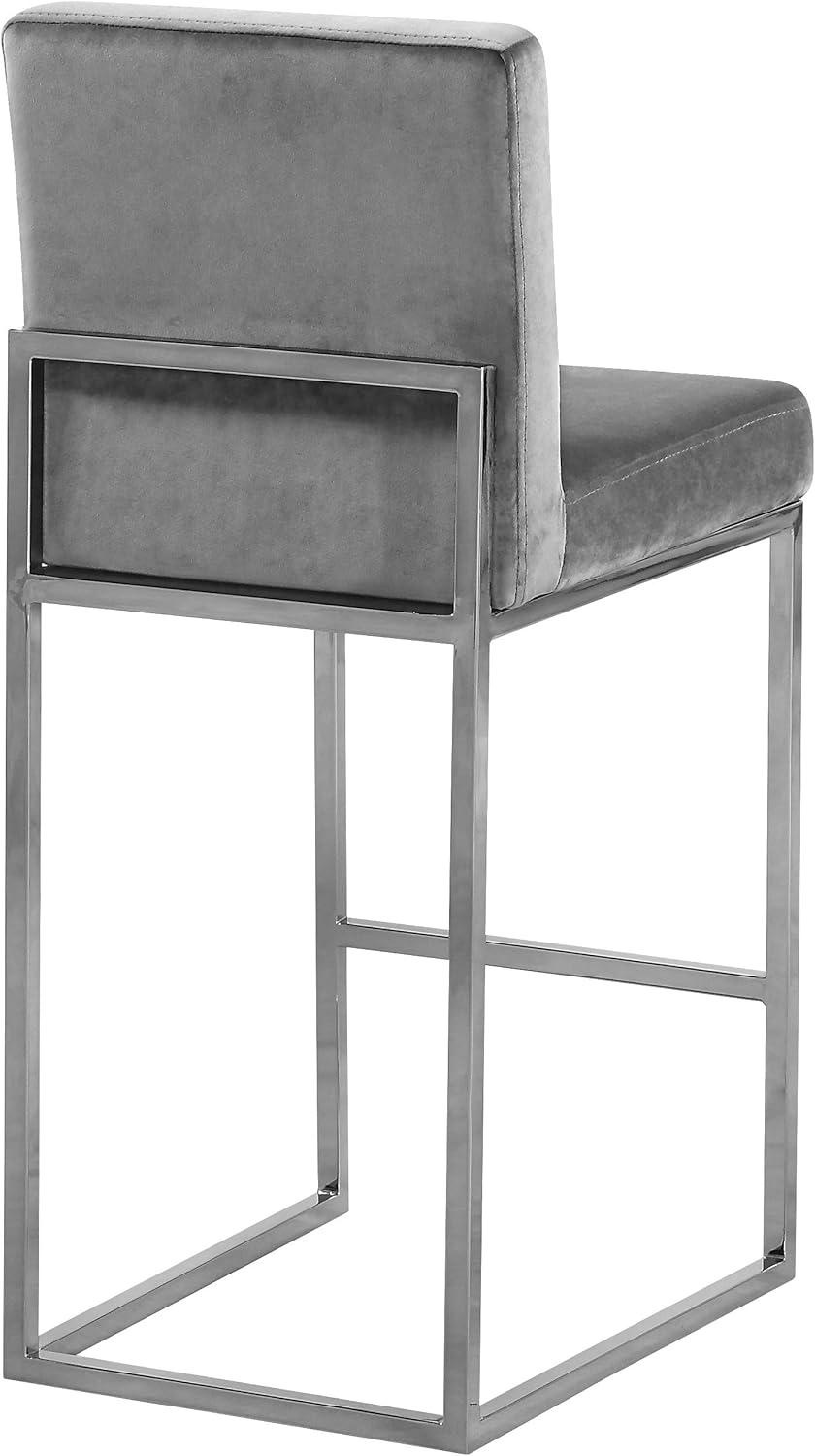 Meridian Furniture Giselle 26"H Velvet Counter Stool in Gray