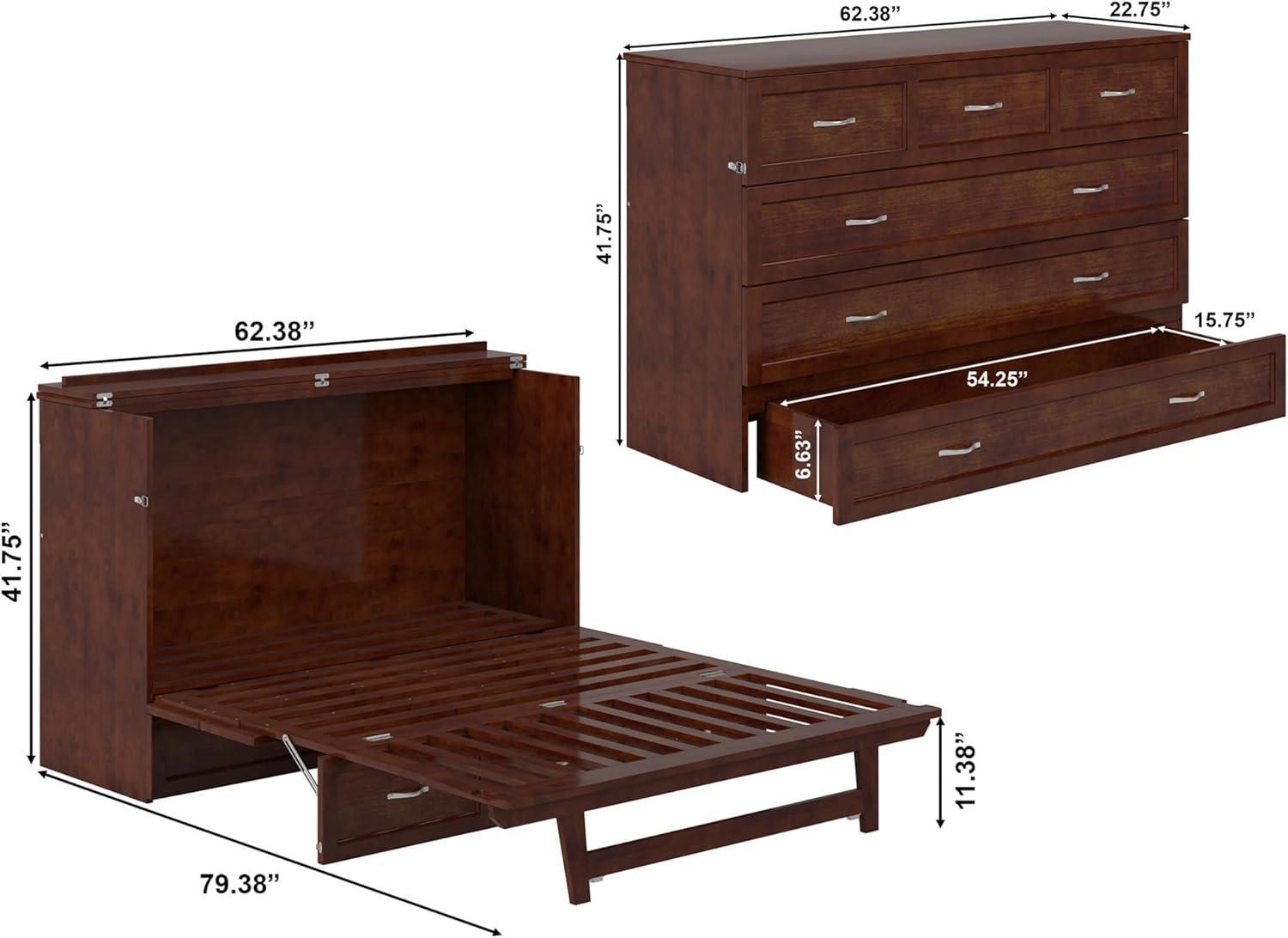 Queen Northfield Murphy Bed Chest Walnut - AFI: Hardwood Frame, Built-In USB Ports & Storage Drawer
