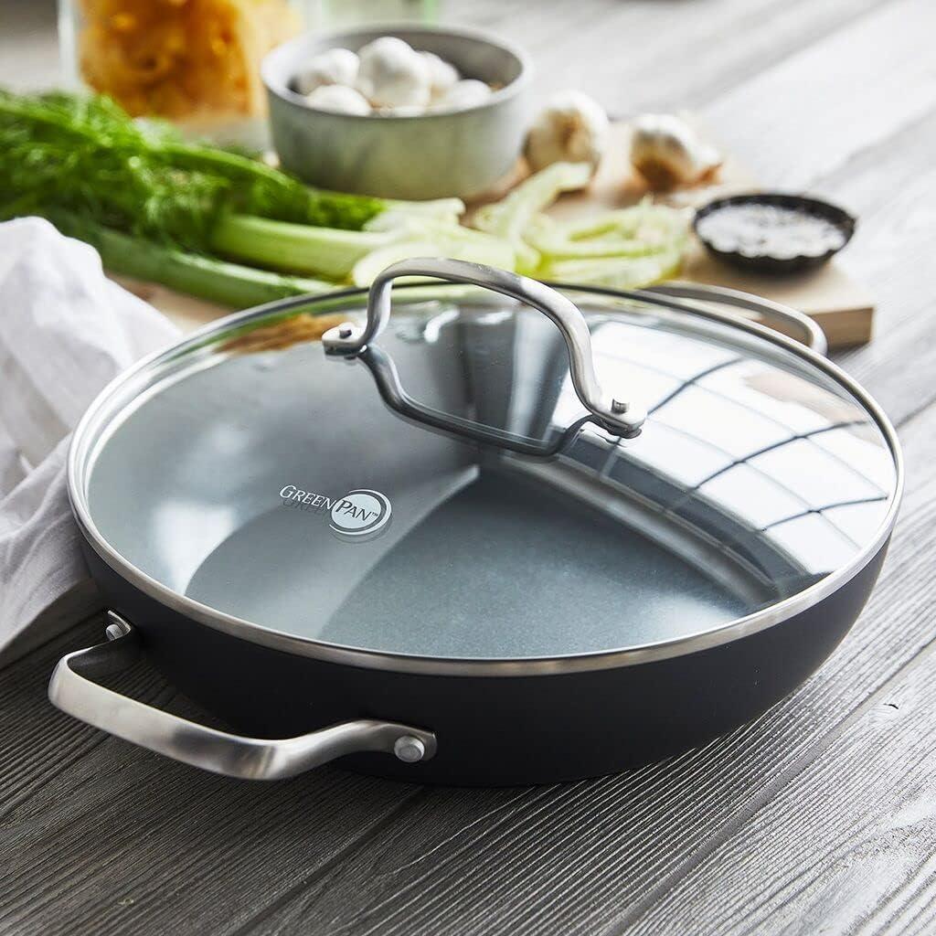 GreenPan Chatham 11" Gray Ceramic Nonstick Everyday Pan with Lid