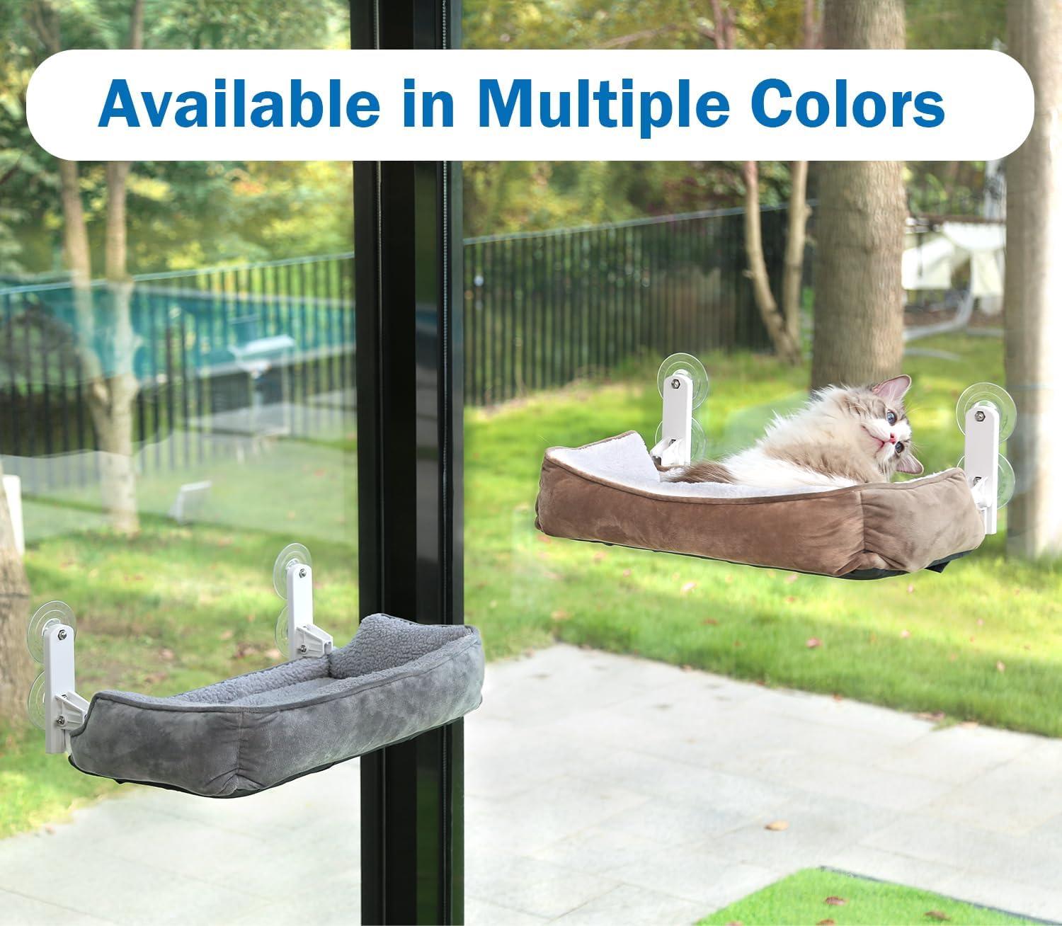 Archie & Oscar™ Foldable Cat Hammock For Window With Bolster - Cordless, Fold-Up, Three-Side Bolstered Machine Washable Fluffy Bed, Robust Metal Frame - Cat Window Perch For Large Cats And Kittens - Gray