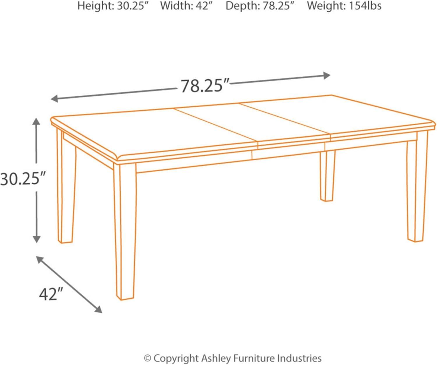 Signature Design by Ashley Haddigan Rectangular Extendable Dining Table Dark Brown: Seats 8, Wood Veneer, Butterfly Leaf