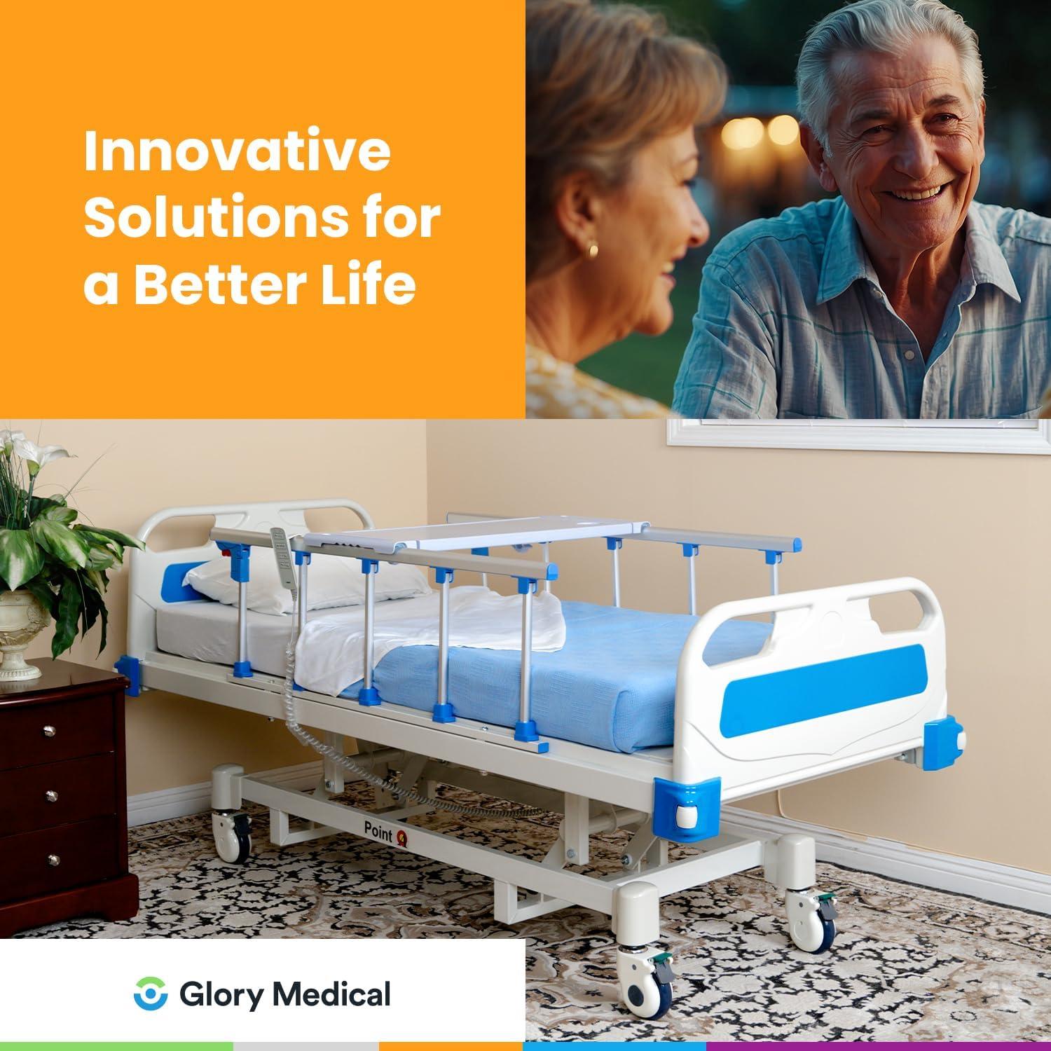 POINT A (PAM-3) Premium 3 Function Full Electric Hospital Bed, Includes 4.7" Memory Mattress (LINAK Motor & Control System and Individual Locking System with 5" casters) Hospital Bed for Home Use