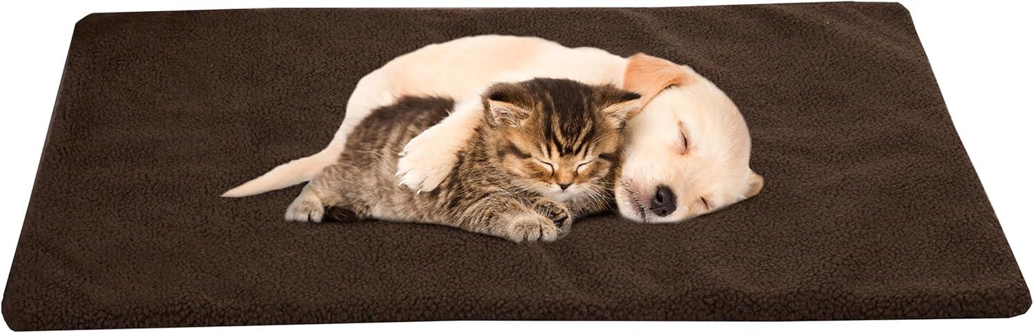 Petmaker PETMAKER Self Warming Cat Mat - Thermal Dog Crate Pad with Removable Washable Sherpa Cover and Reflective Insulation Layer for Self Heating - Pet Supplies for Dogs and Cats