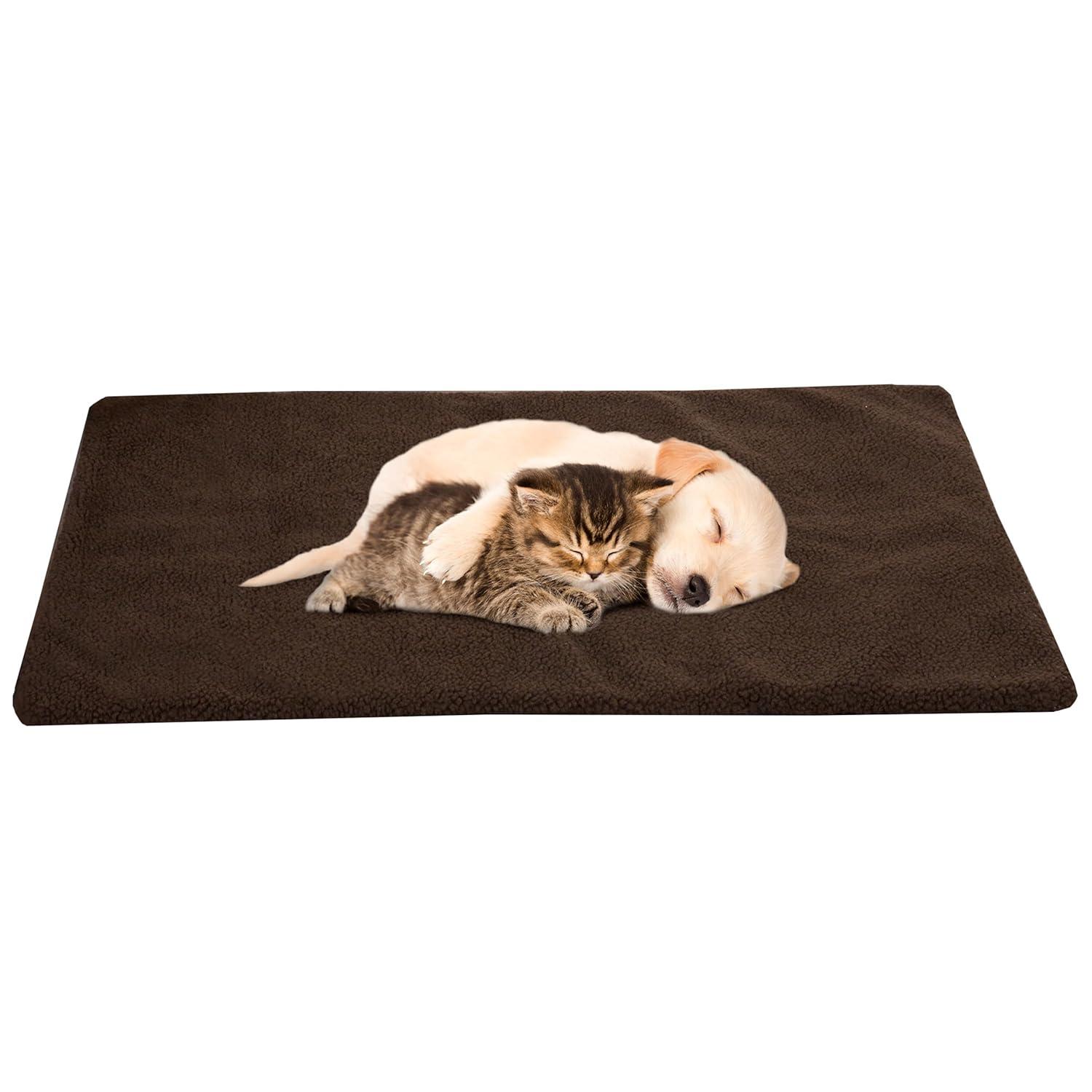 Petmaker PETMAKER Self Warming Cat Mat - Thermal Dog Crate Pad with Removable Washable Sherpa Cover and Reflective Insulation Layer for Self Heating - Pet Supplies for Dogs and Cats