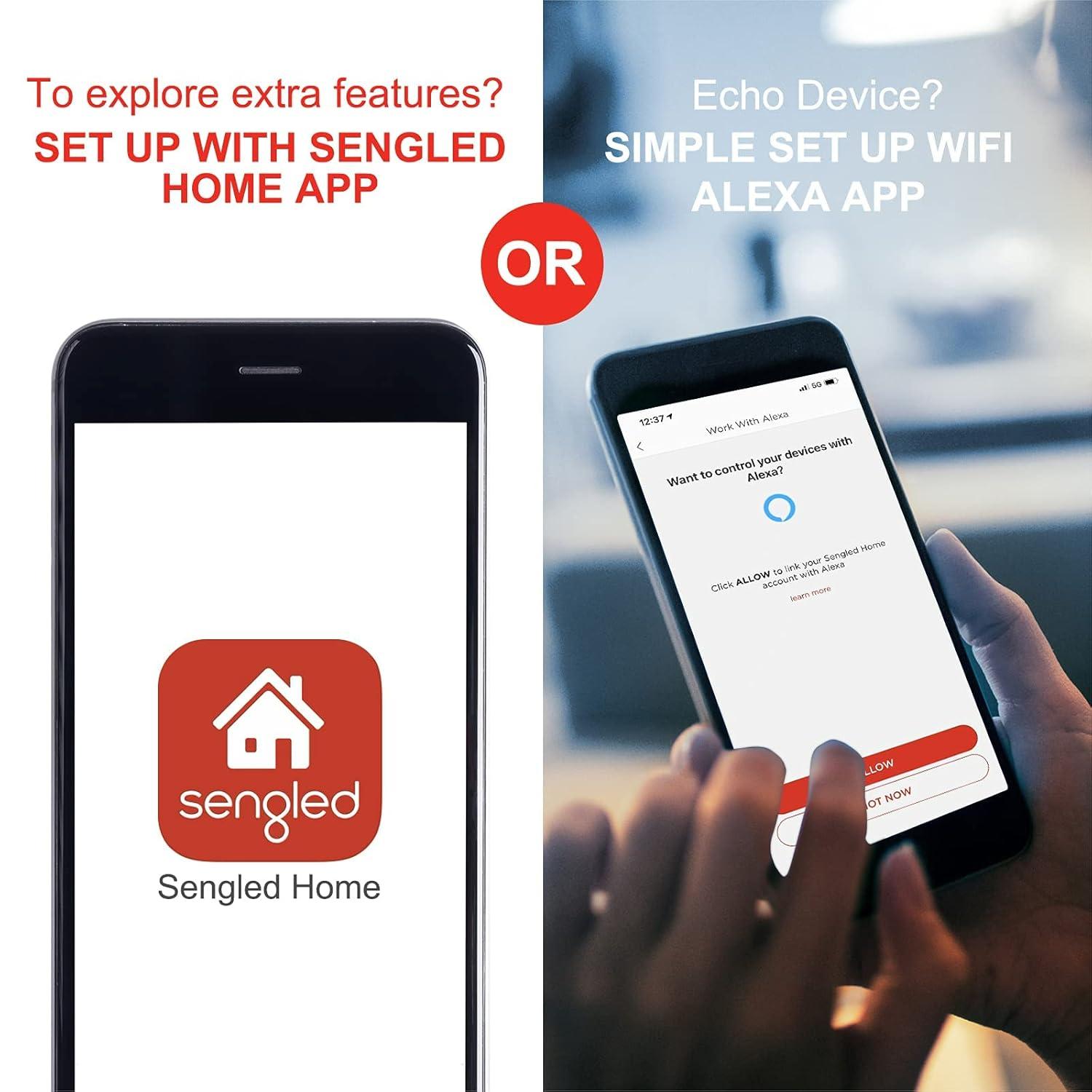 Sengled Smart Light Bulbs, WiFi Light Bulbs, Alexa Light Bulb, Smart Bulbs that Work with Alexa & Google Assistant, A19 Daylight (5000K) No Hub Required, 800LM 60W Equivalent High CRI>90, 2 Pack