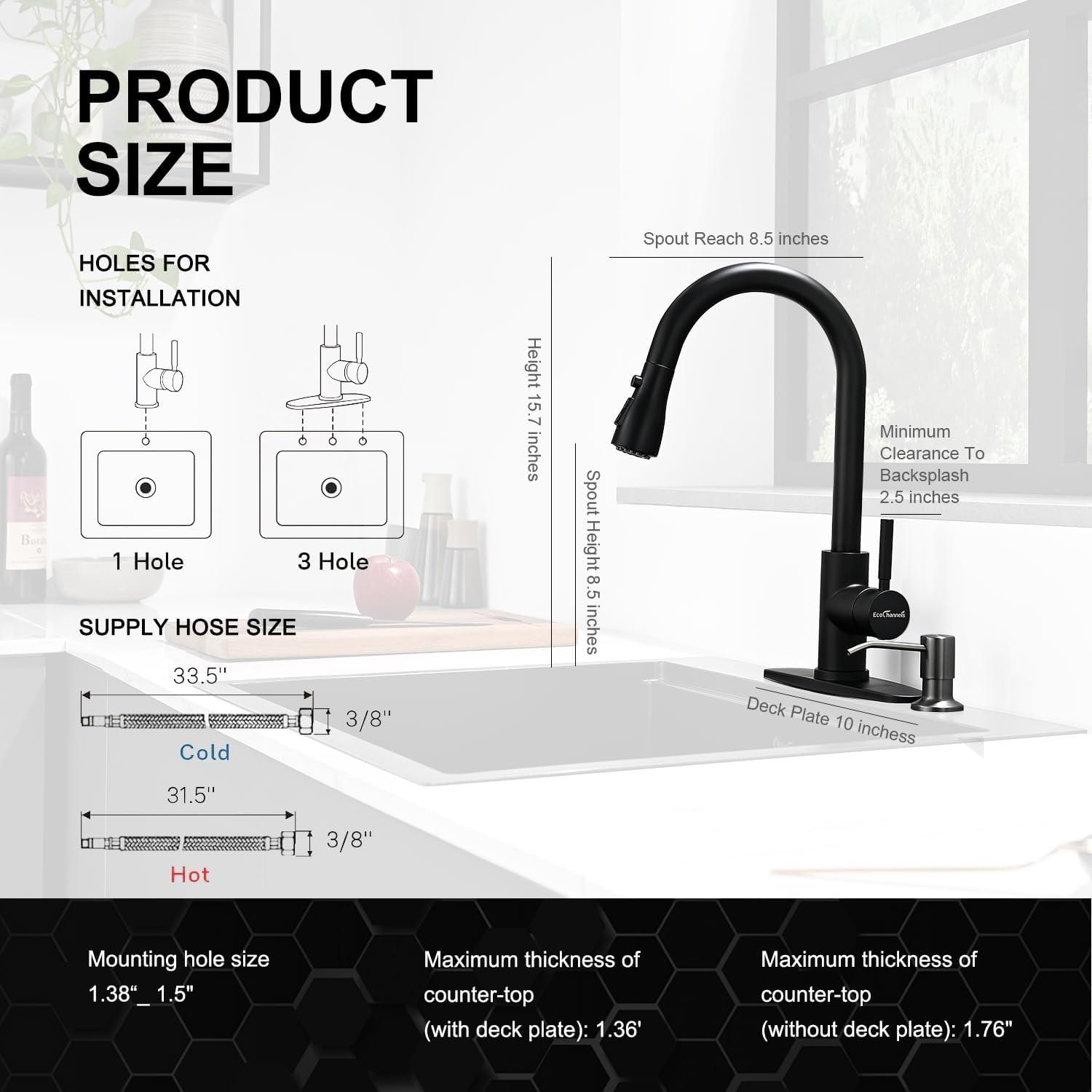 Matte Black Stainless Steel Pull Down Kitchen Faucet with Spray