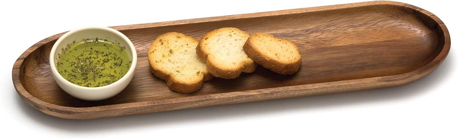 Lipper International Bread Board with Ceramic Bowl, Acacia