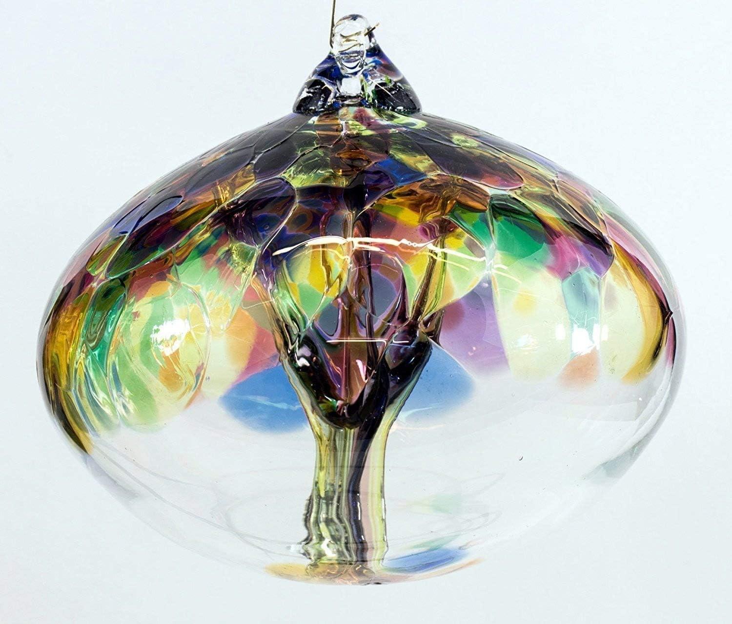 Large Multicolor Recycled Glass Tree of Life Orb