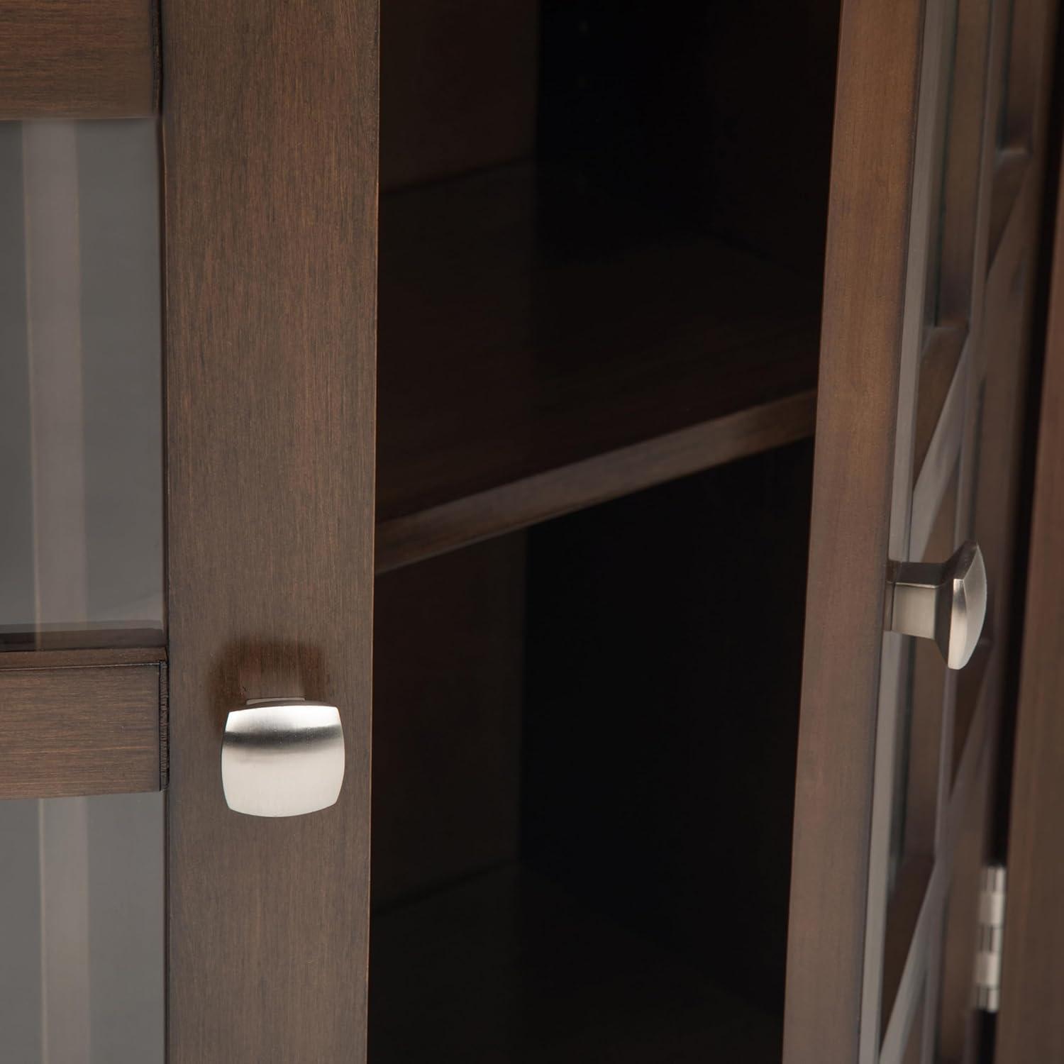 Simpli Home Acadian 36"W Solid Wood 2-Shelf Entryway Storage Cabinet with Glass Doors and 2 Drawers