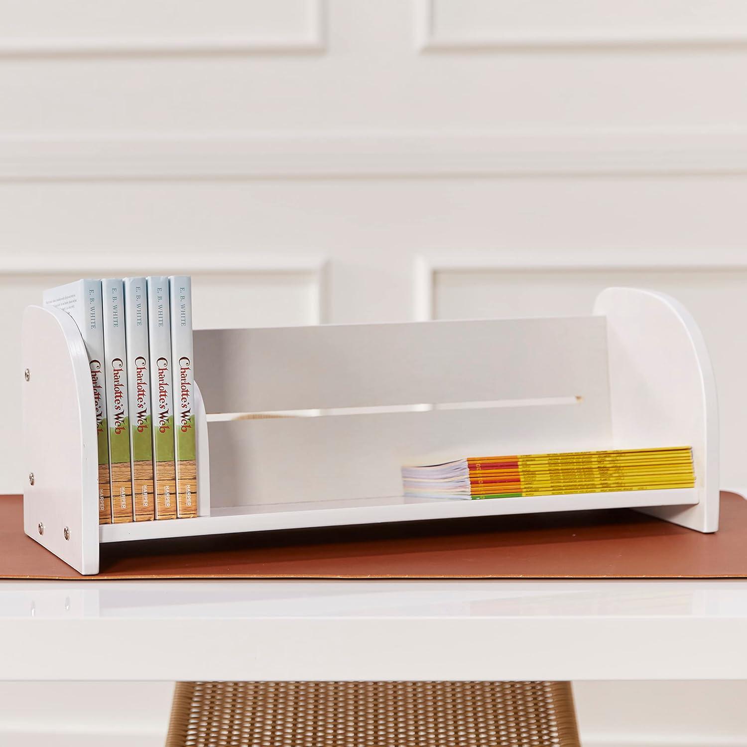 Adjustable White Wash Birch Tabletop Book Display for Kids