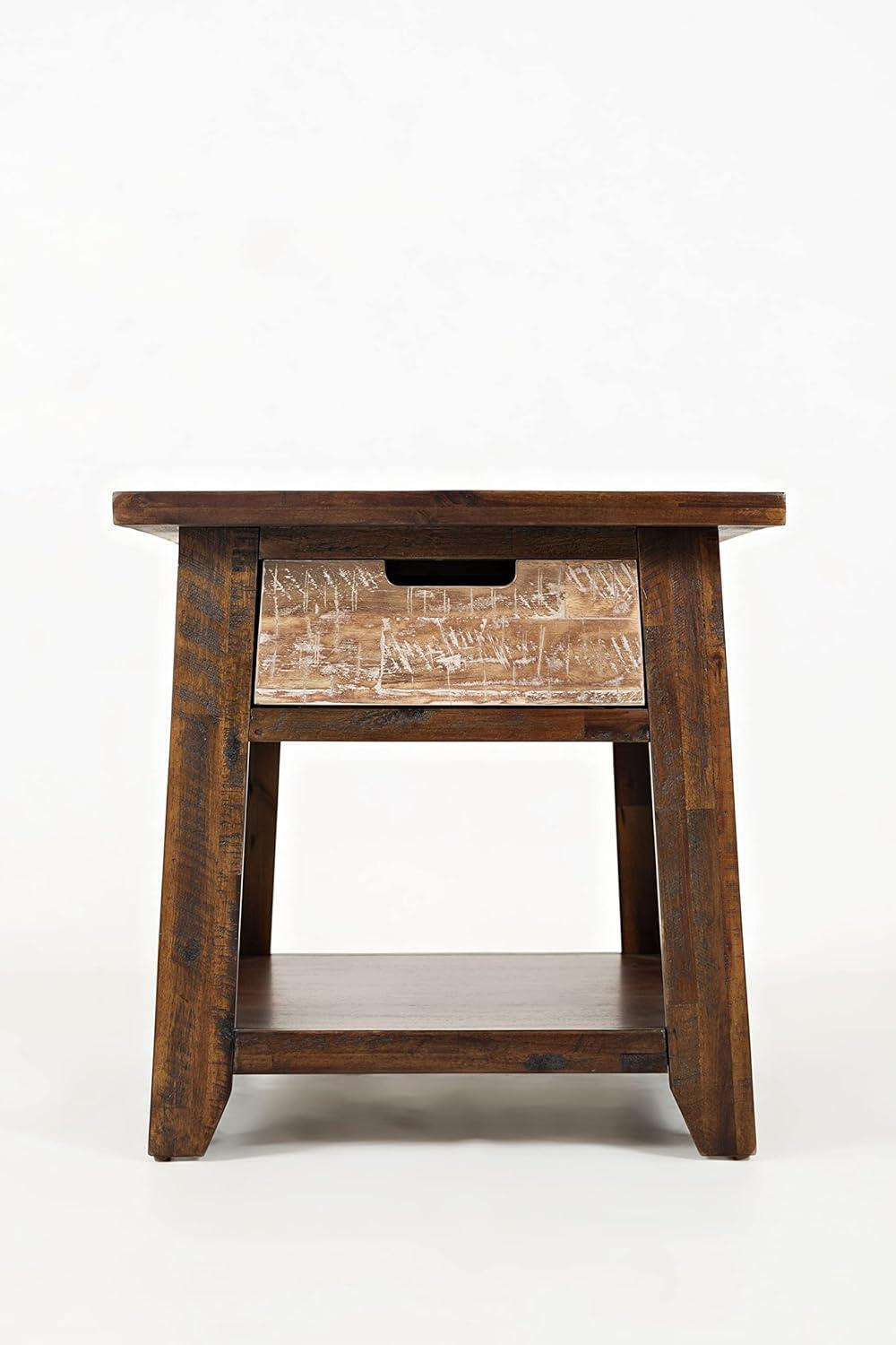 Jofran,Painted Canyon Rustic Solid Acacia End Table