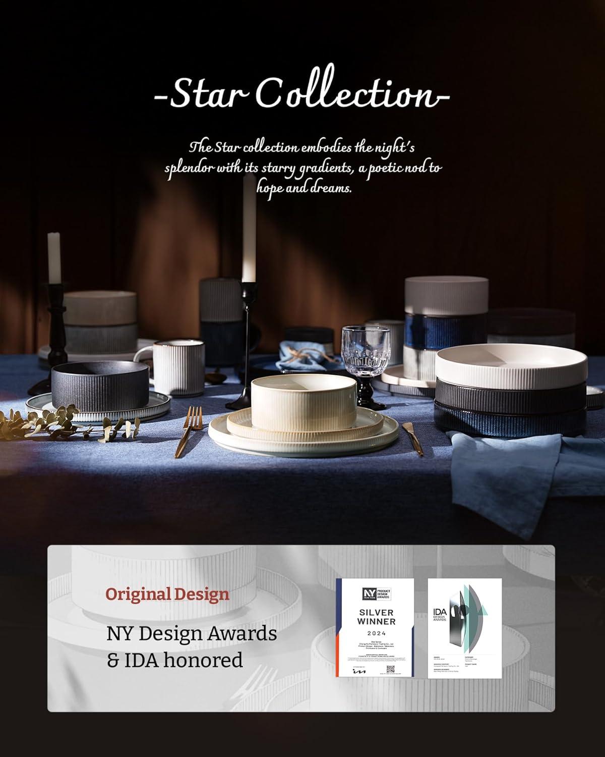 shuoli Star Espresso Cups And Saucers Set Of 4, [ Mini ] 3 Oz Ceramic Small Coffee Mug With Handle, Ribbed Stoneware Demitasse Cup For Tea, Latte - Microwave & Dishwasher Safe - Cappuccino White