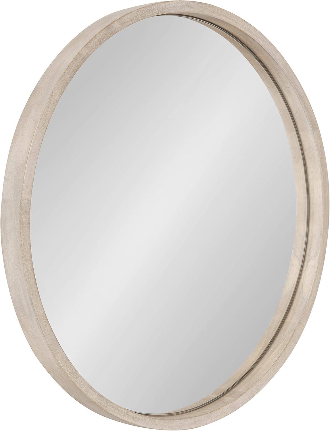 Kate and Laurel Valenti Round Framed Mirror, White 18" Diameter